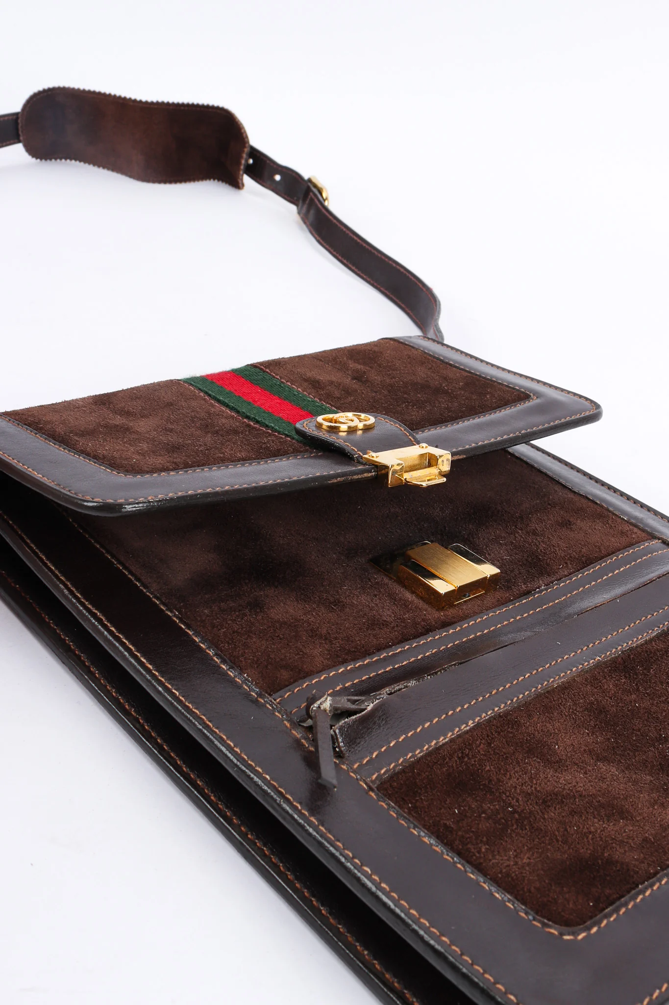 1970s Suede Leather Shoulder Satchel - Image 7