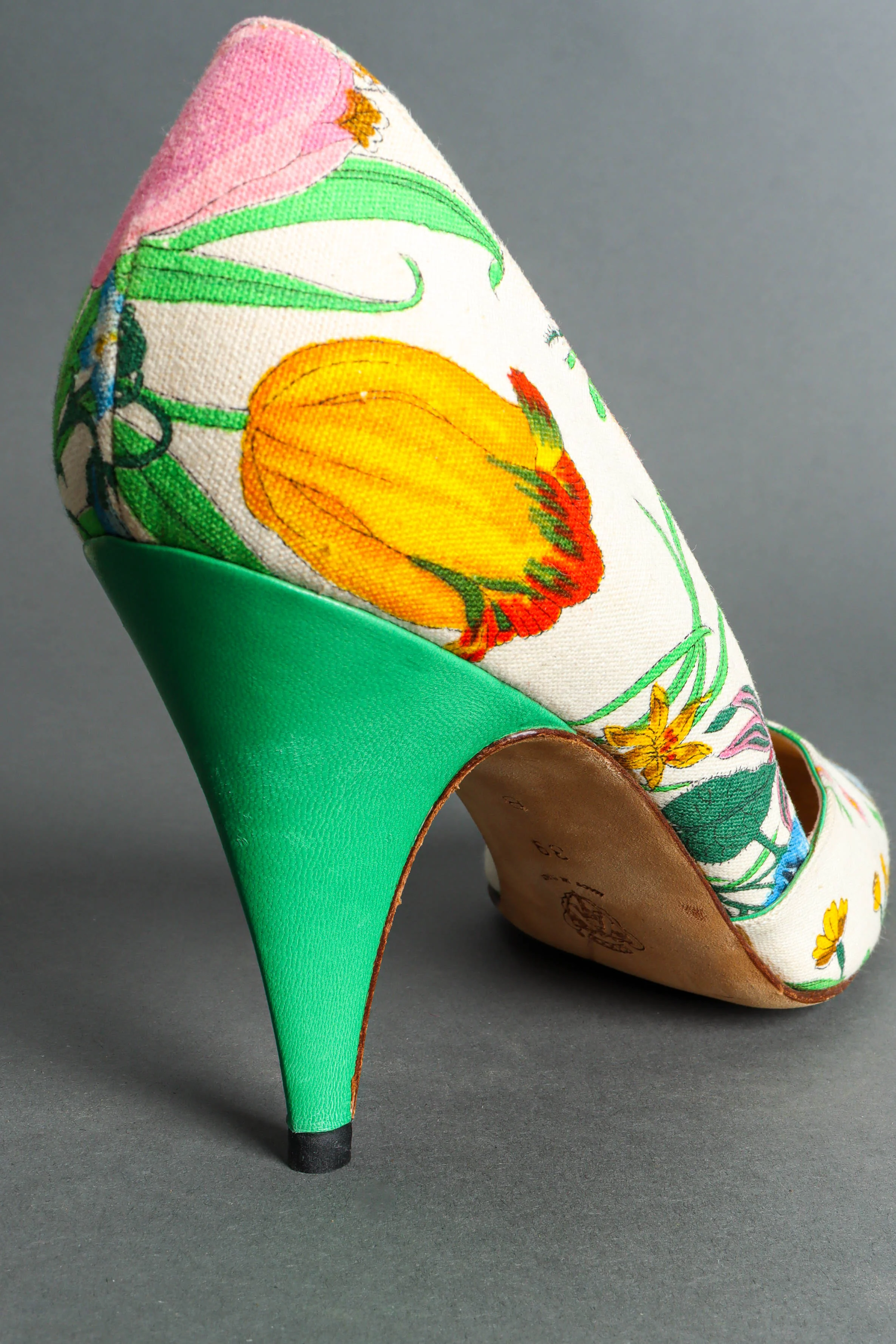 1980s Flora Green Heels - Image 6