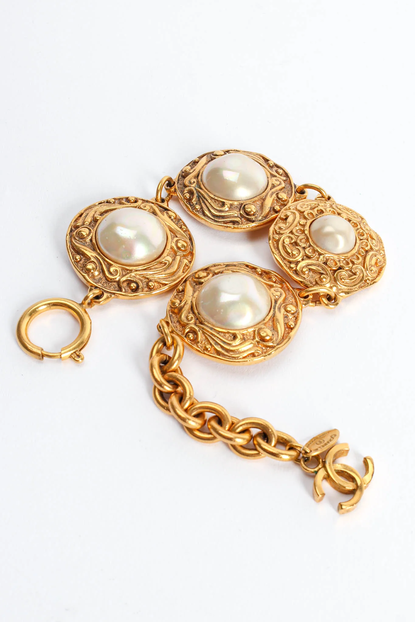 1980s Coin Pearl Charm Bracelet