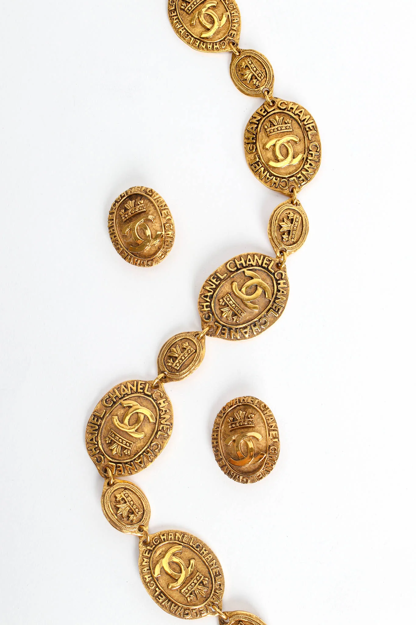 1980s Crown CC Logo Coin Earrings - Image 4