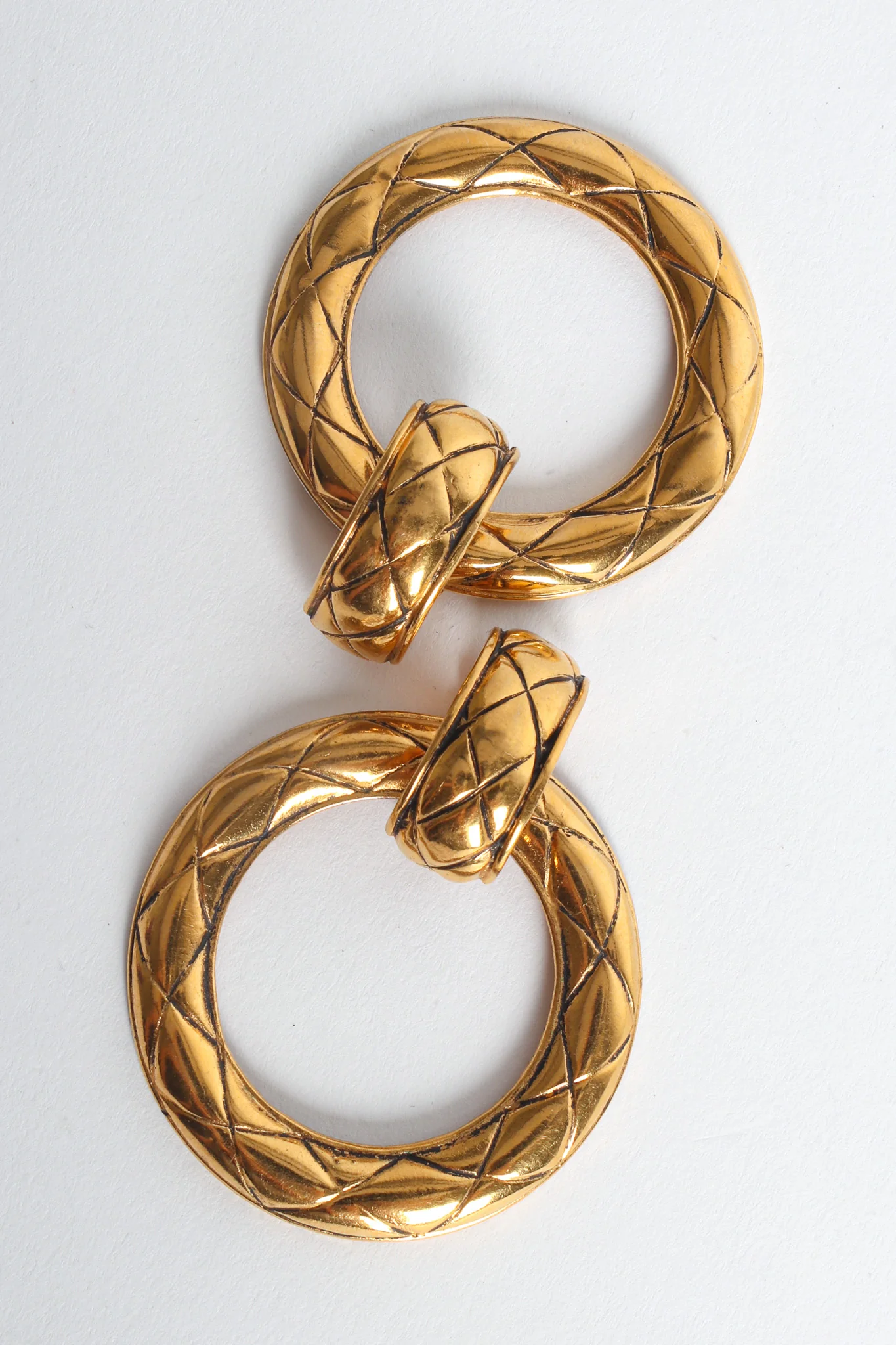 1980s Quilt Pattern Hoop Multi Earrings