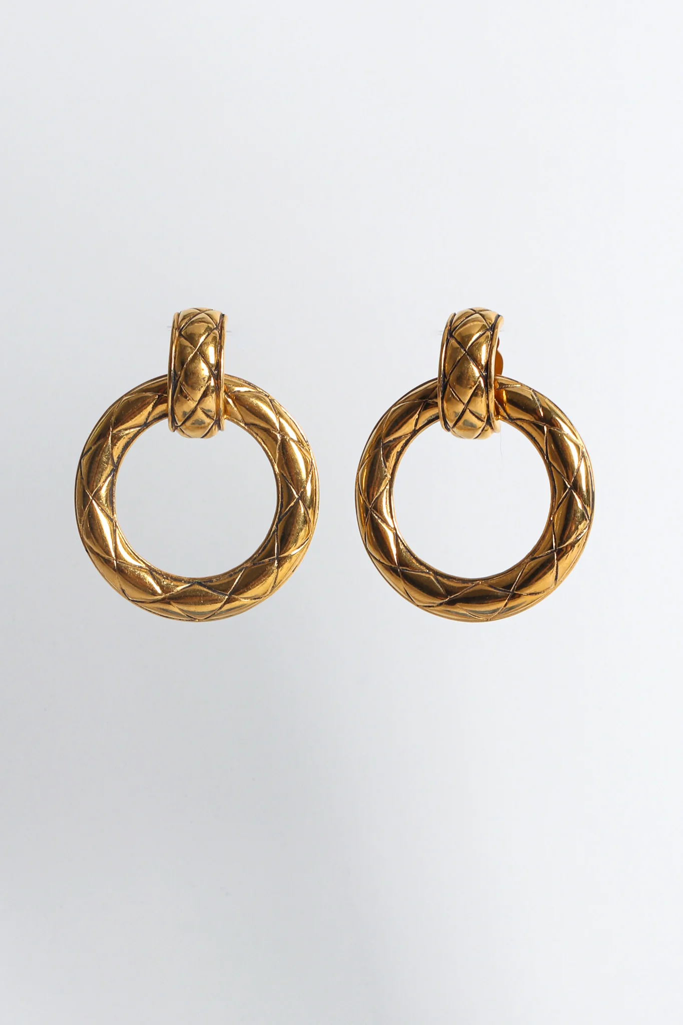 1980s Quilt Pattern Hoop Multi Earrings - Image 5