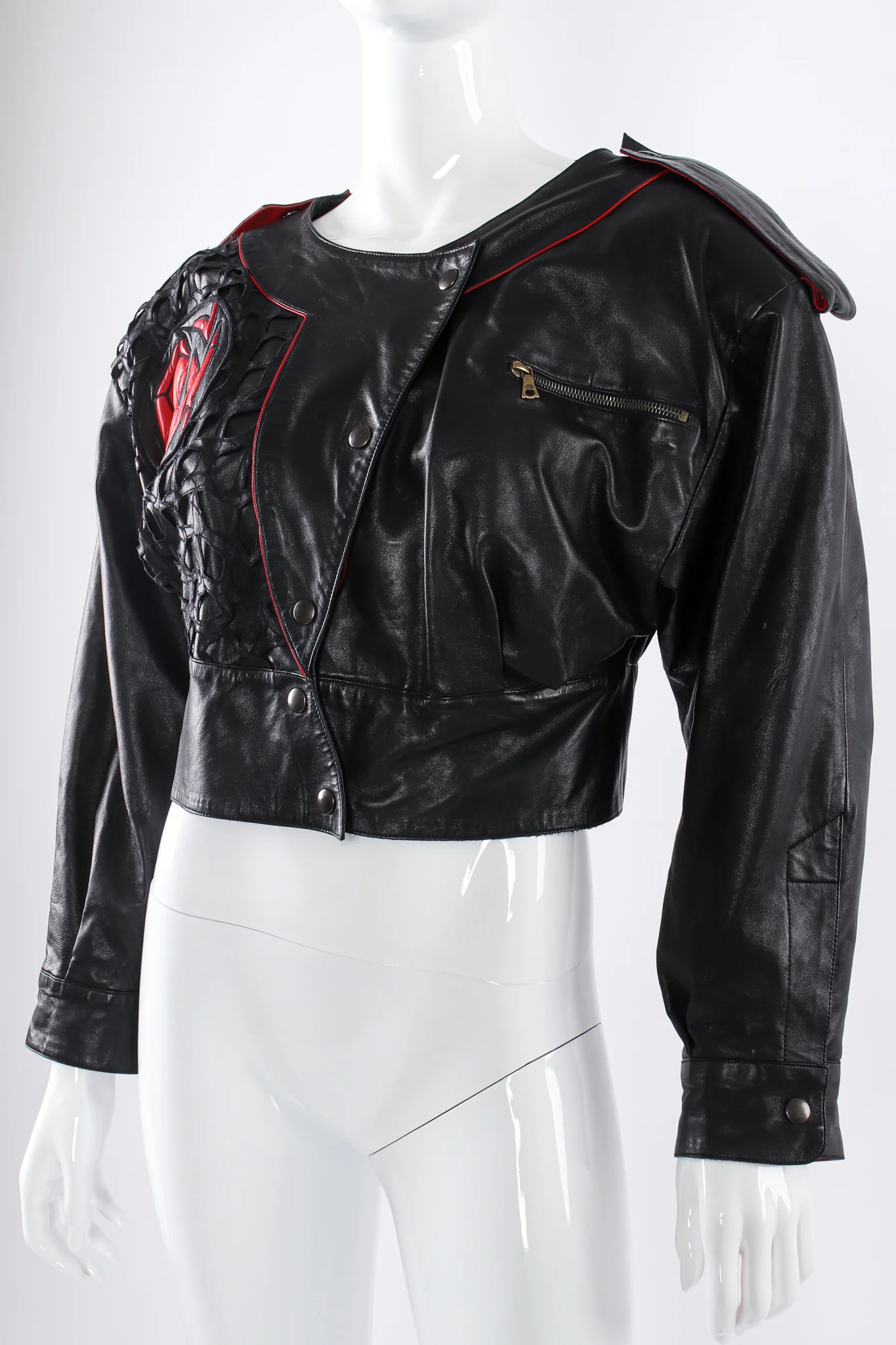 1984 S/S Cropped Leather Jacket - Image 5