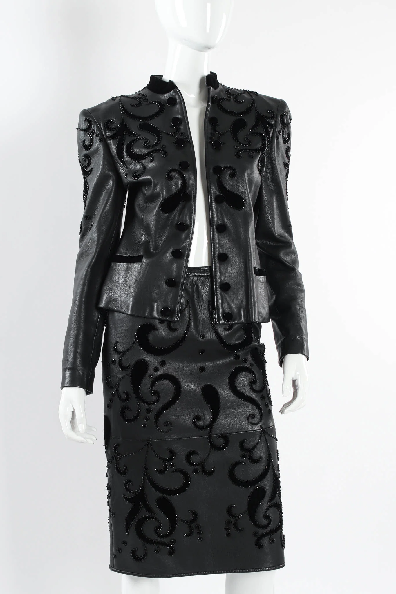 Leather Fleur Beaded Top & Skirt Set - Image 2