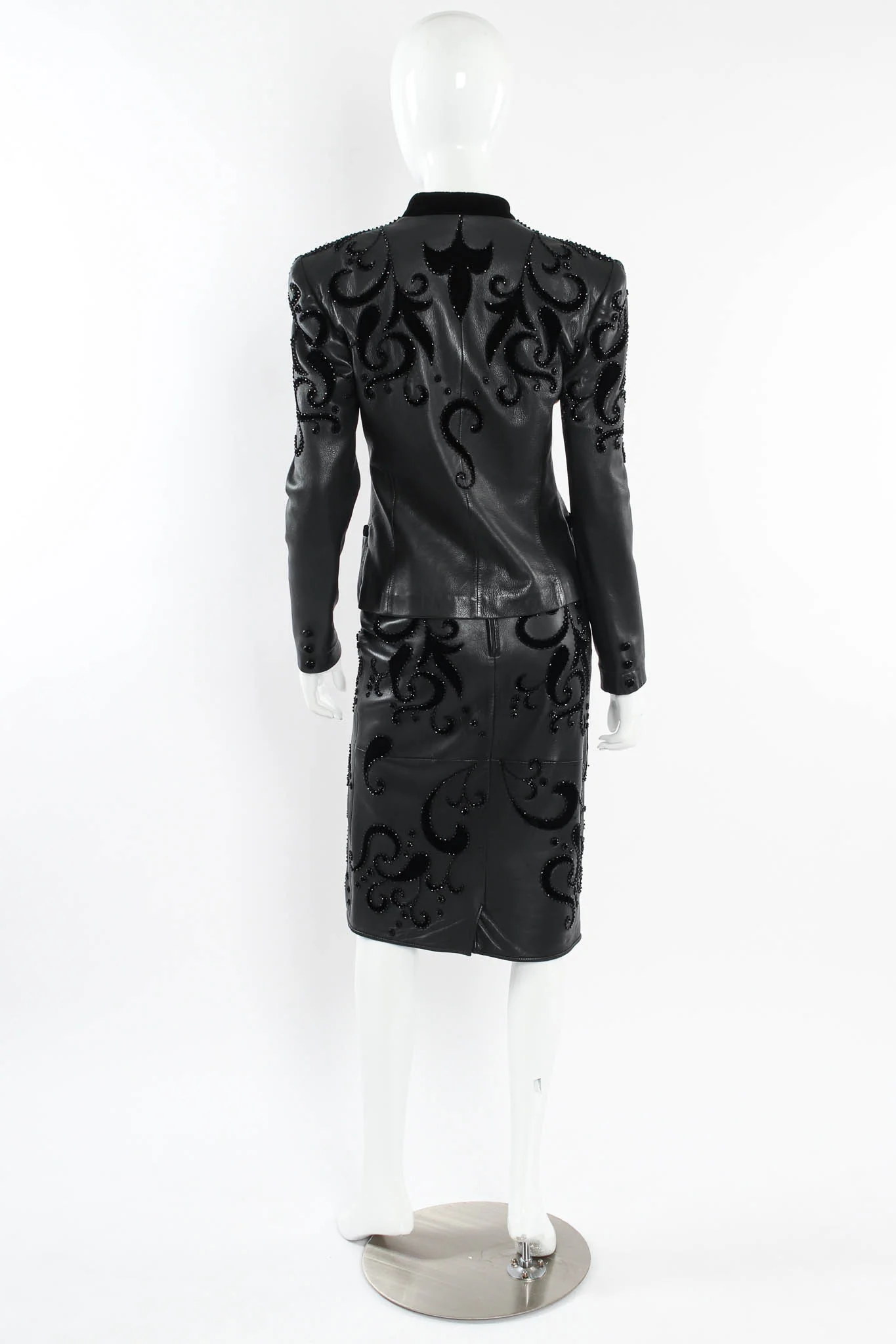 Leather Fleur Beaded Top & Skirt Set - Image 3