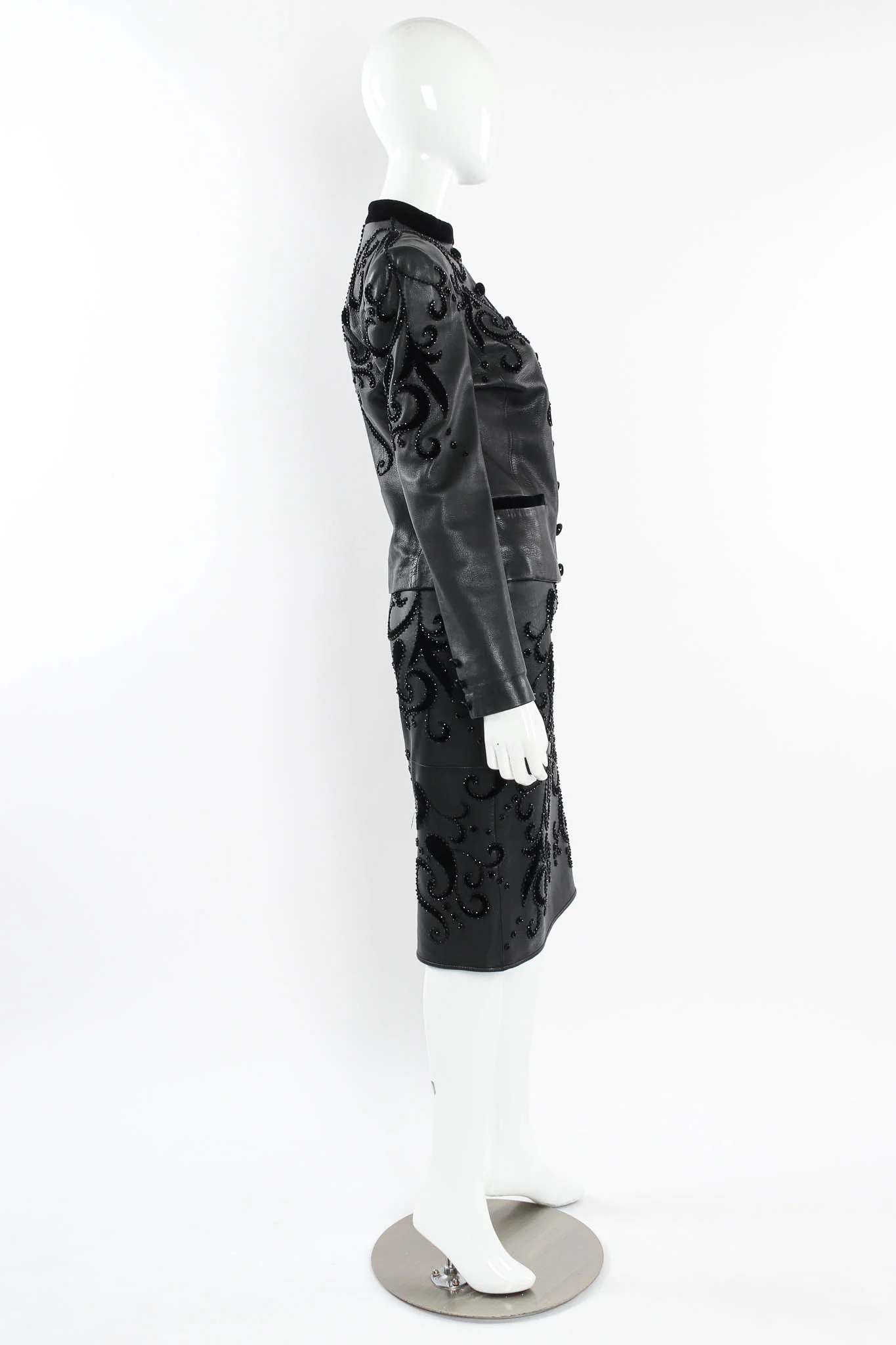Leather Fleur Beaded Top & Skirt Set - Image 4