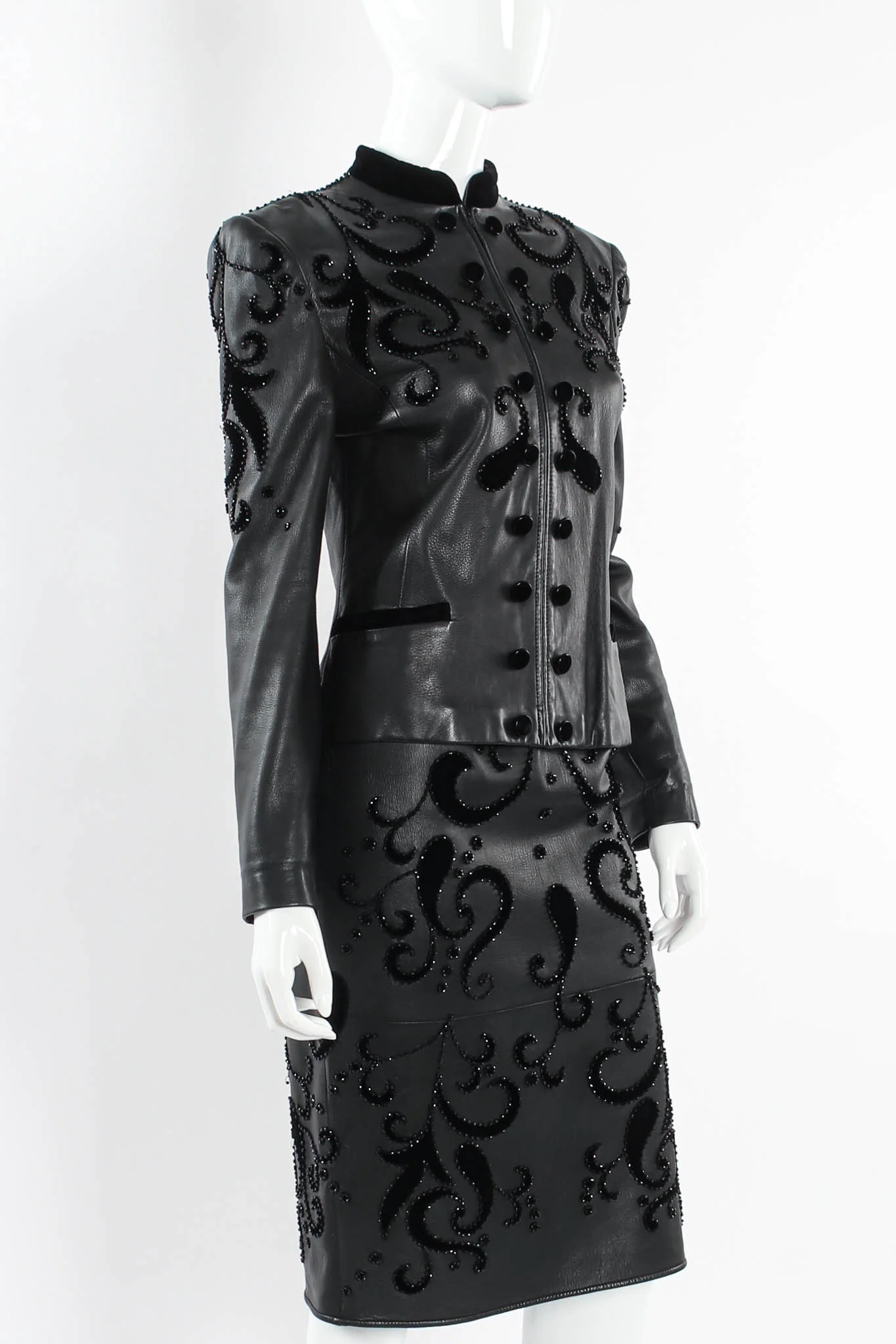Leather Fleur Beaded Top & Skirt Set - Image 5