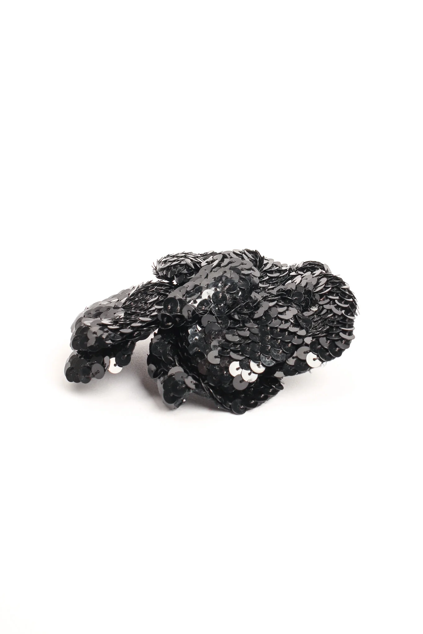 1985 Black Sequin Camellia Flower Pin - Image 3