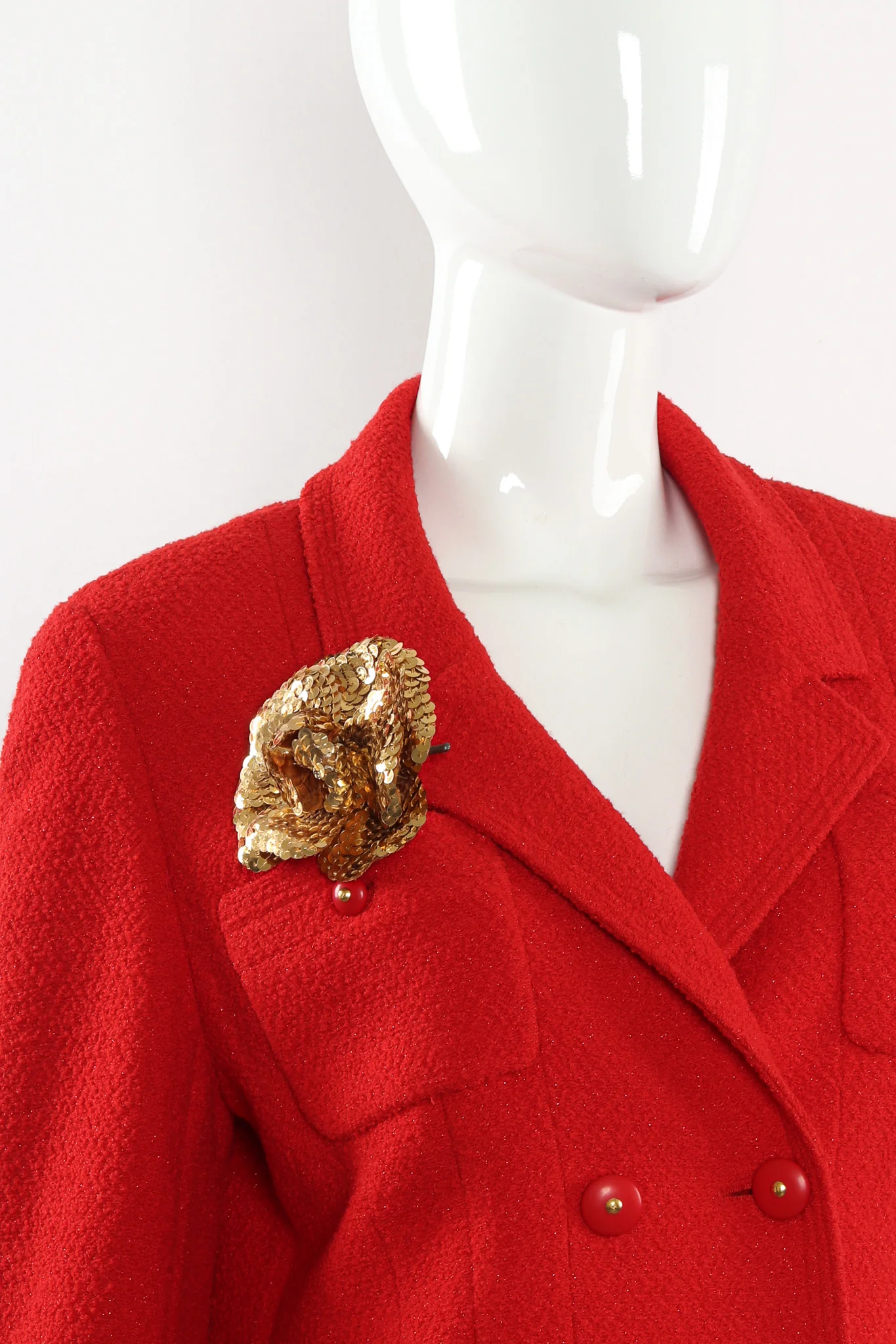 1985 Gold Sequin Camellia Flower Pin - Image 3