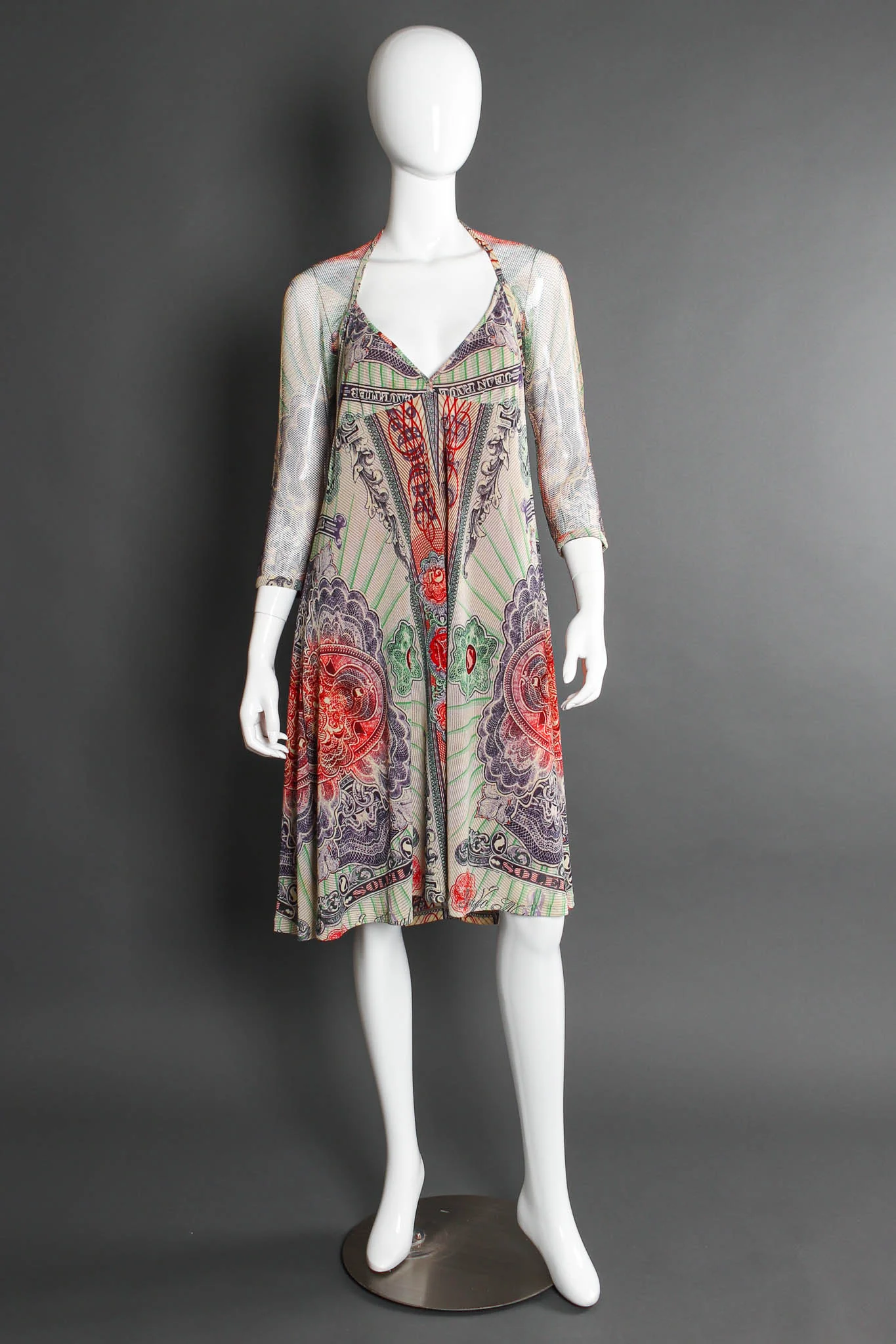 1990s Soleil Currency Mesh Dress