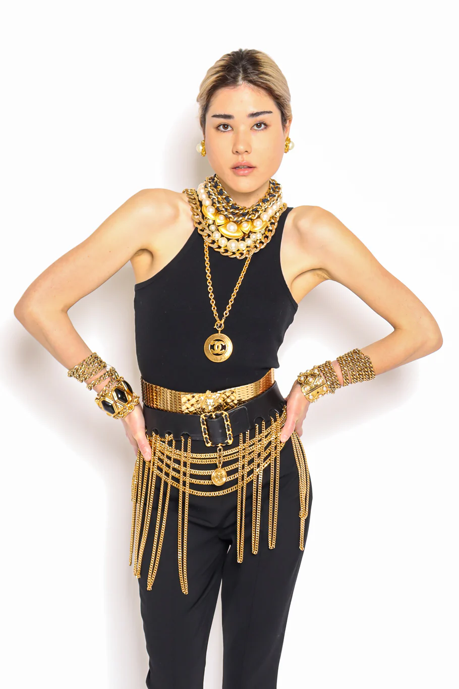 1991 A/W Leather Multi Chain Drape Belt - Image 2