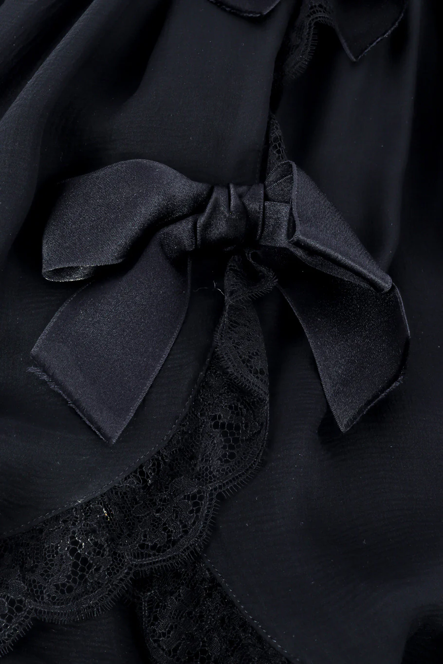 1991 S/S Silk Chiffon Lace Bow Dress - Image 12