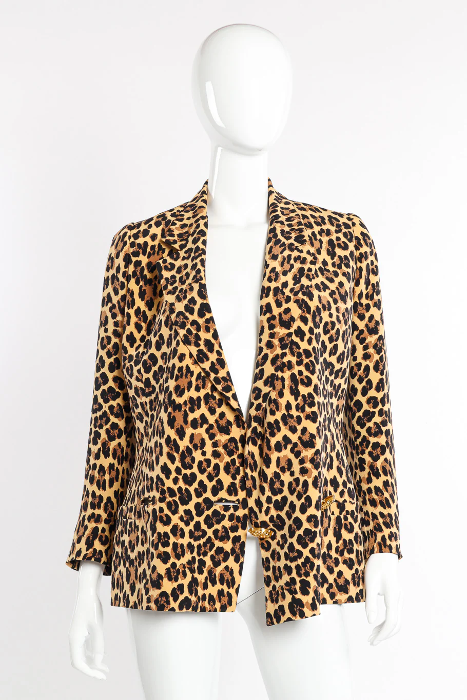 1992 S/S Silk Leopard Print Blazer - Image 4