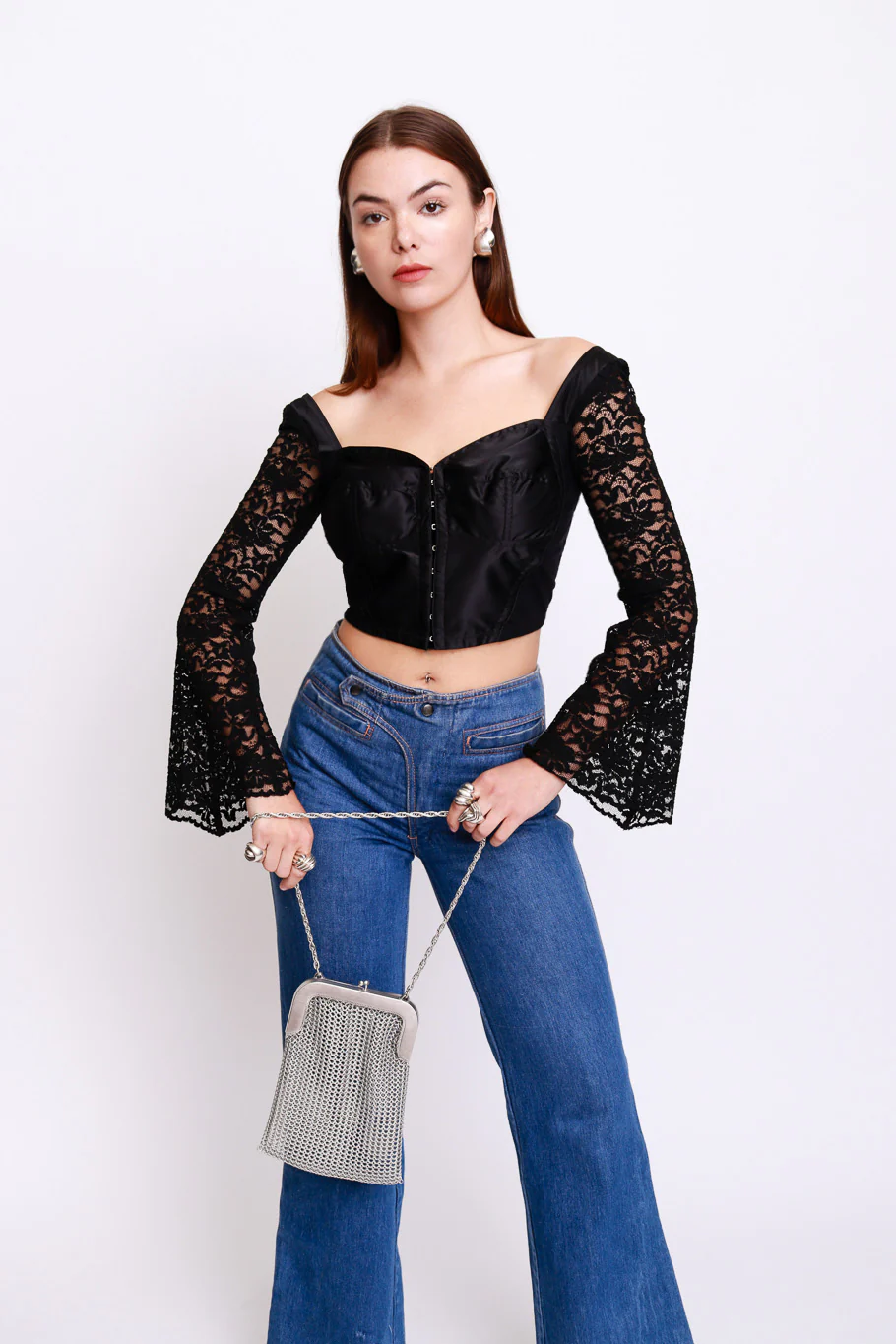 1993 S/S Satin & Lace Crop Bustier - Image 2