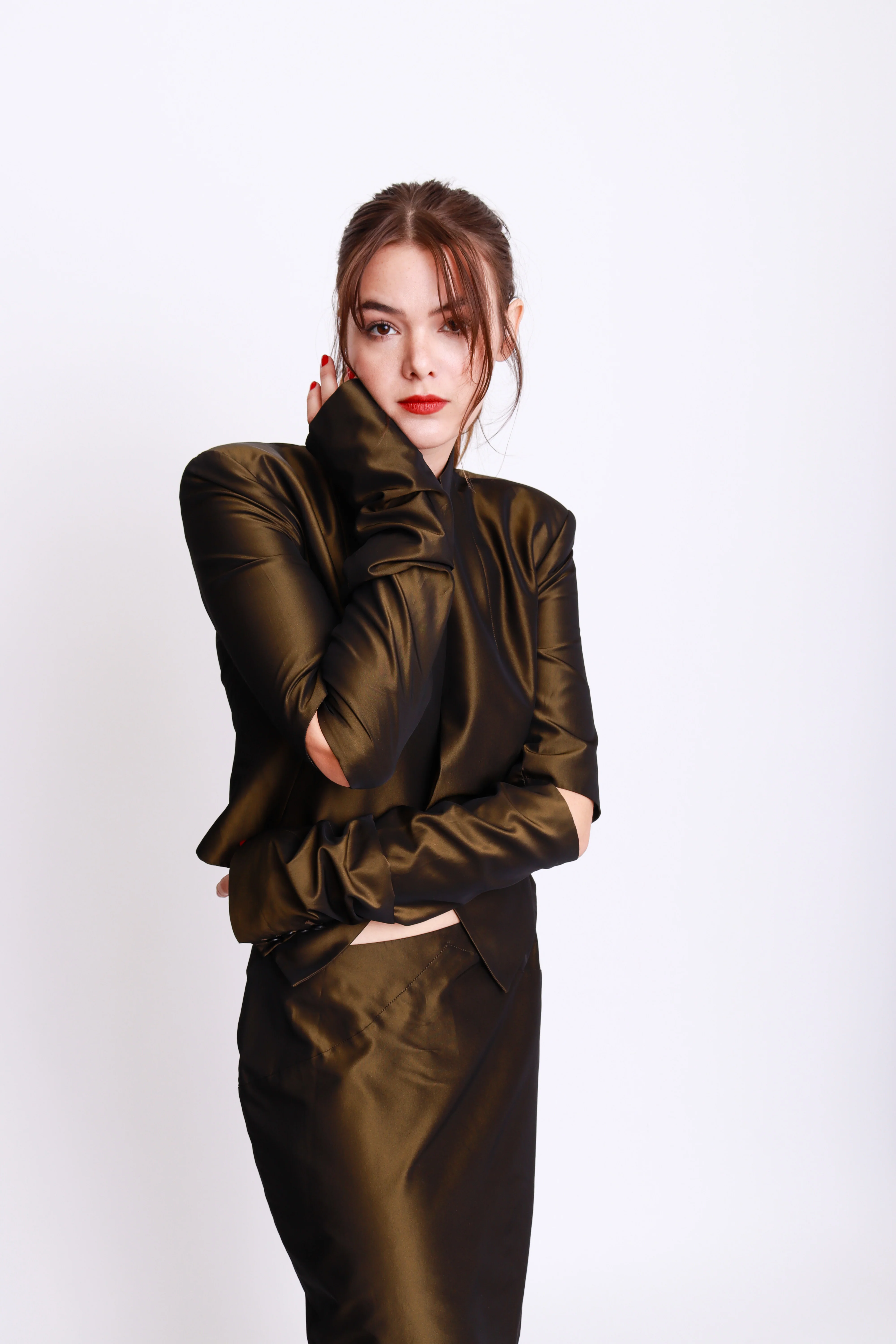 1997 S/S Taffeta Cutaway Jacket & Skirt Set - Image 2