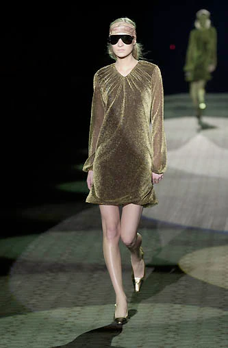 2000 F/W Metallic Gathered Mini Dress - Image 2