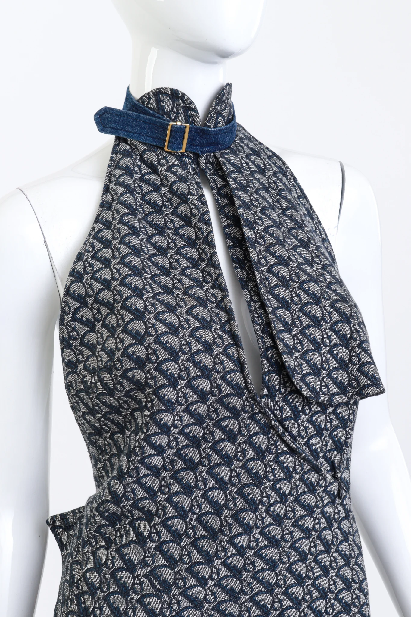 2000 S/S Denim Monogram Halter Dress - Image 4