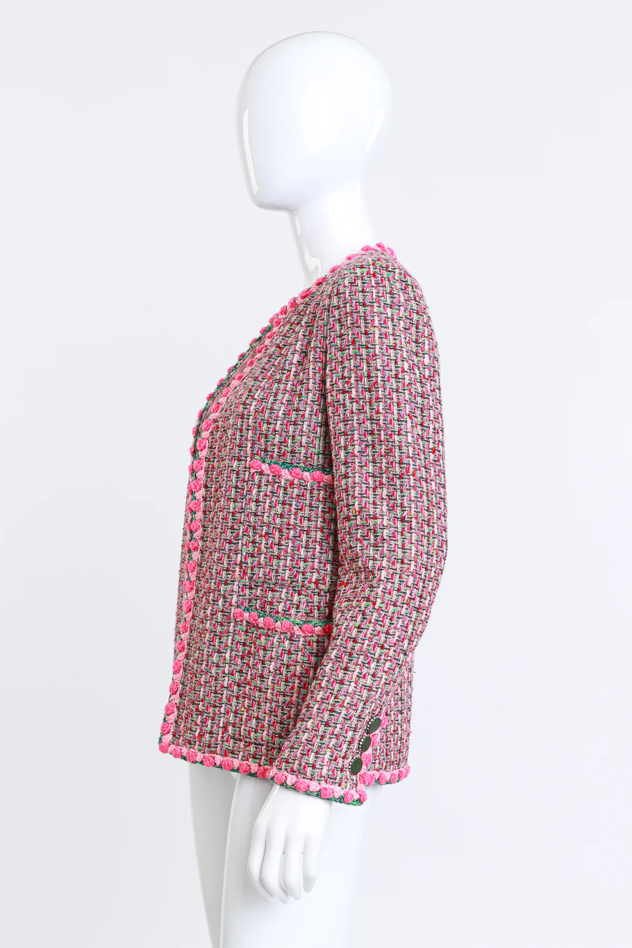 2002P Rosette Bouclé Collarless Jacket - Image 2