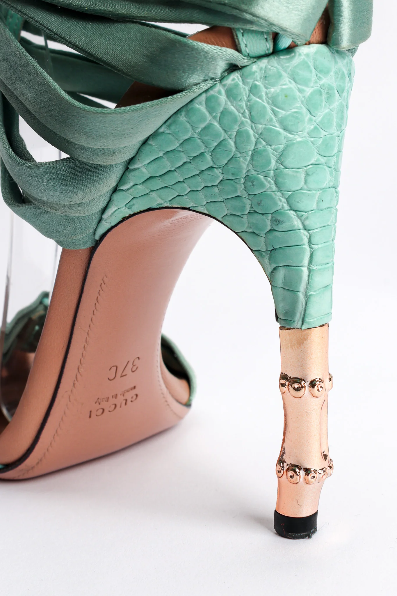2004 S/S Satin Croc Lace Up Heels - Image 15