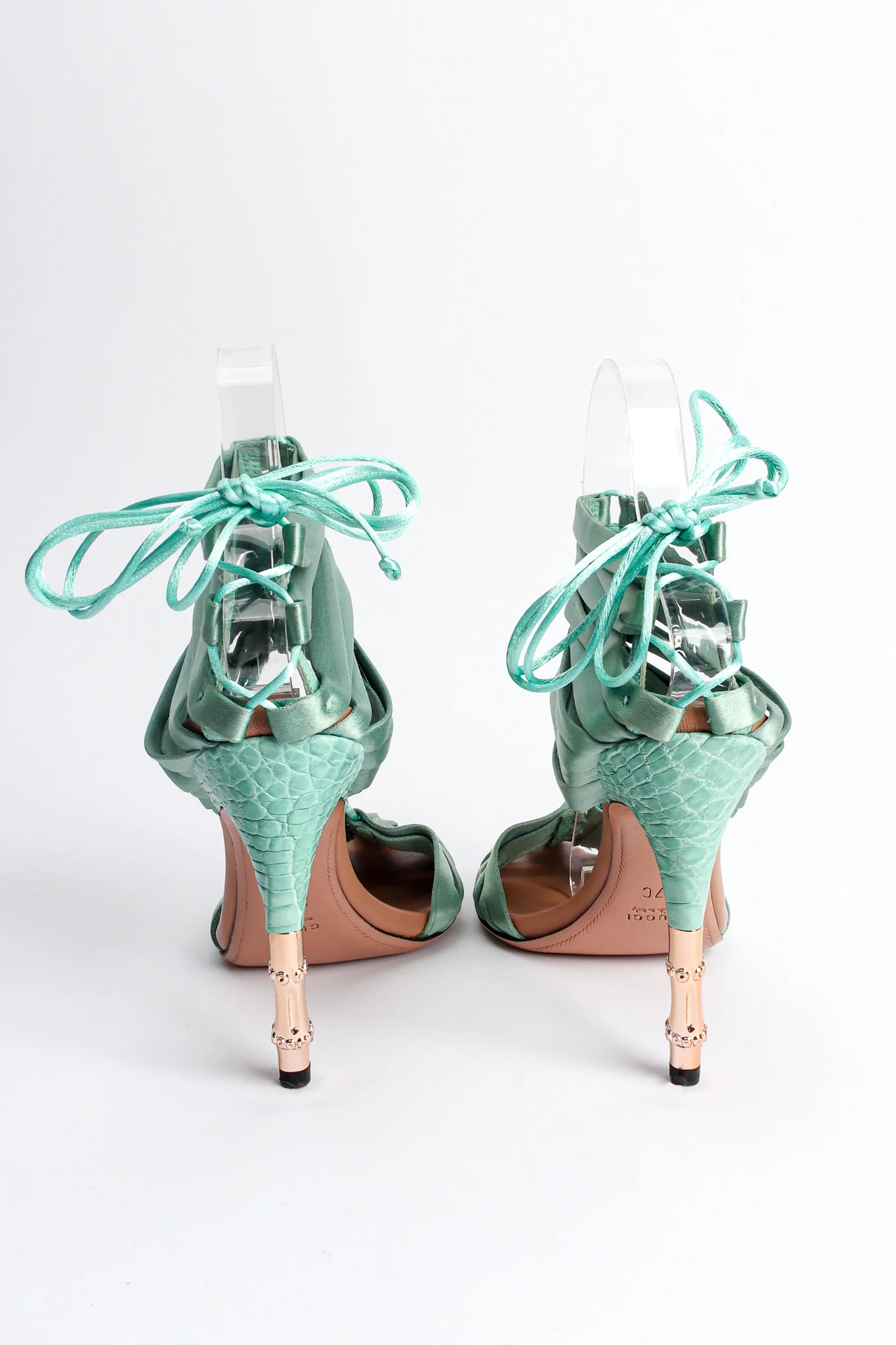 2004 S/S Satin Croc Lace Up Heels - Image 3