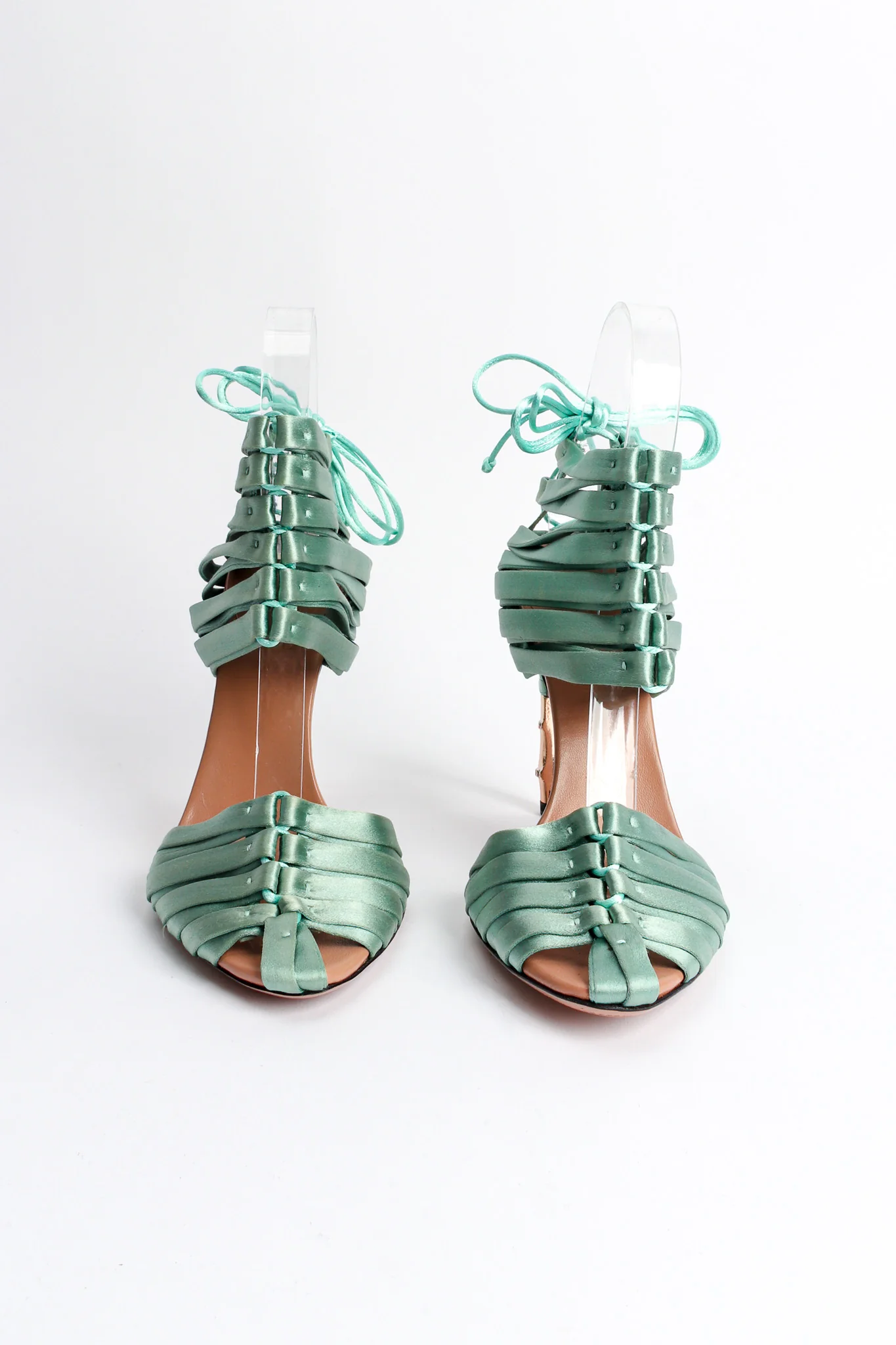 2004 S/S Satin Croc Lace Up Heels - Image 4