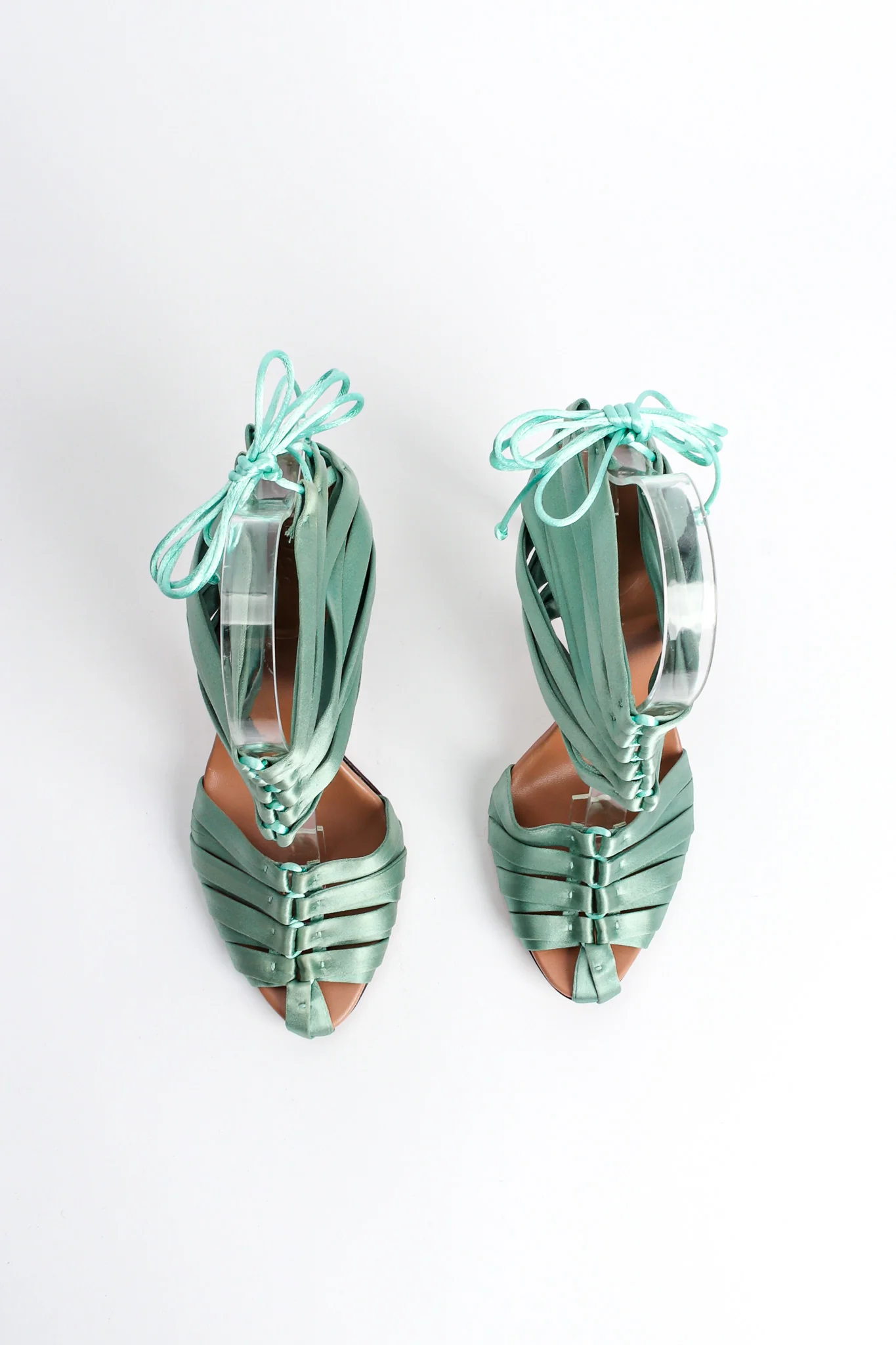 2004 S/S Satin Croc Lace Up Heels - Image 5