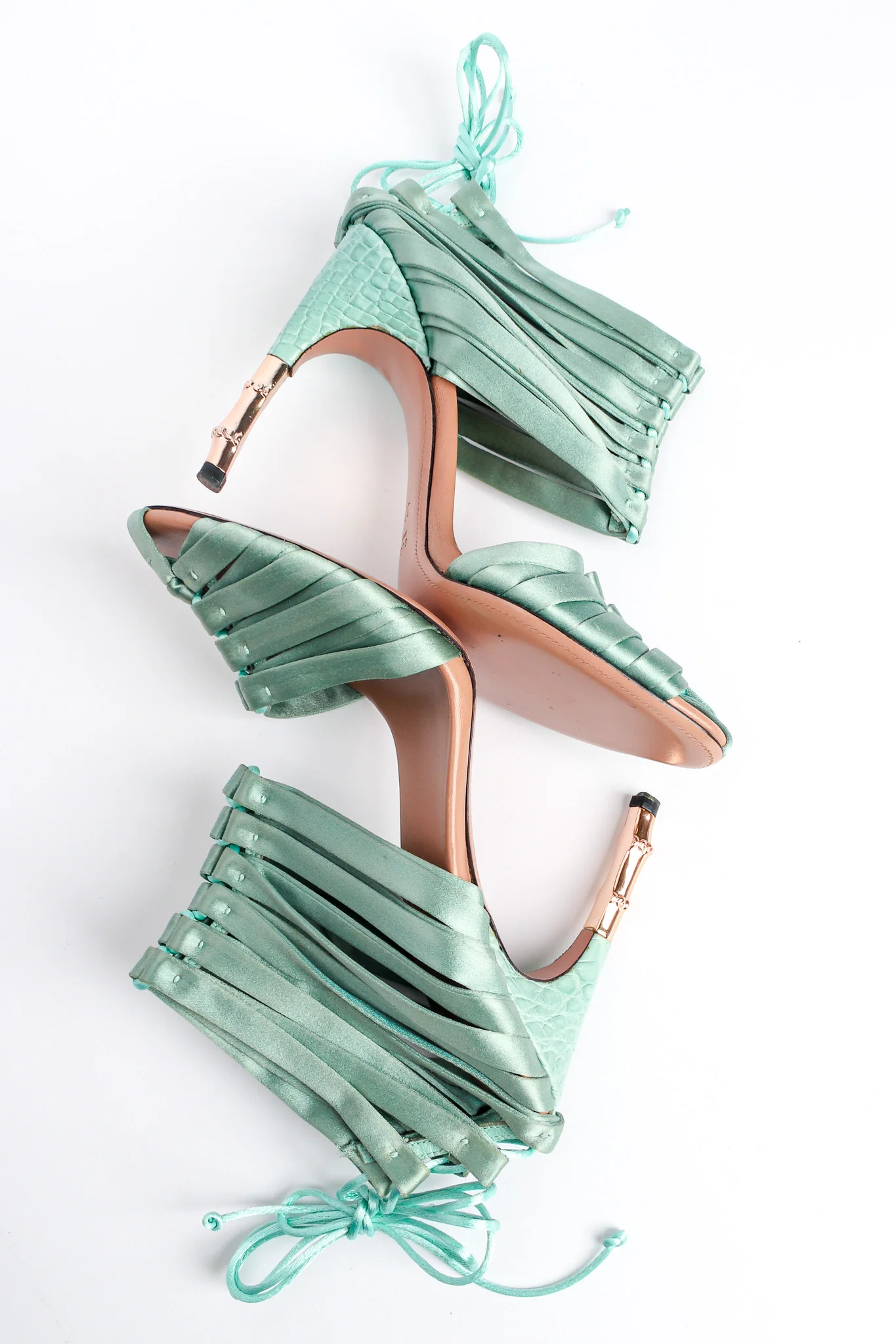 2004 S/S Satin Croc Lace Up Heels - Image 9