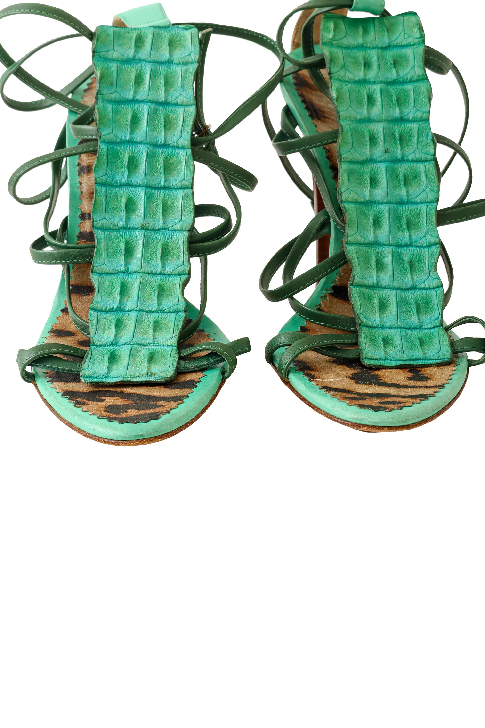 2005 S/S Green Strappy Crocodile Heels - Image 5