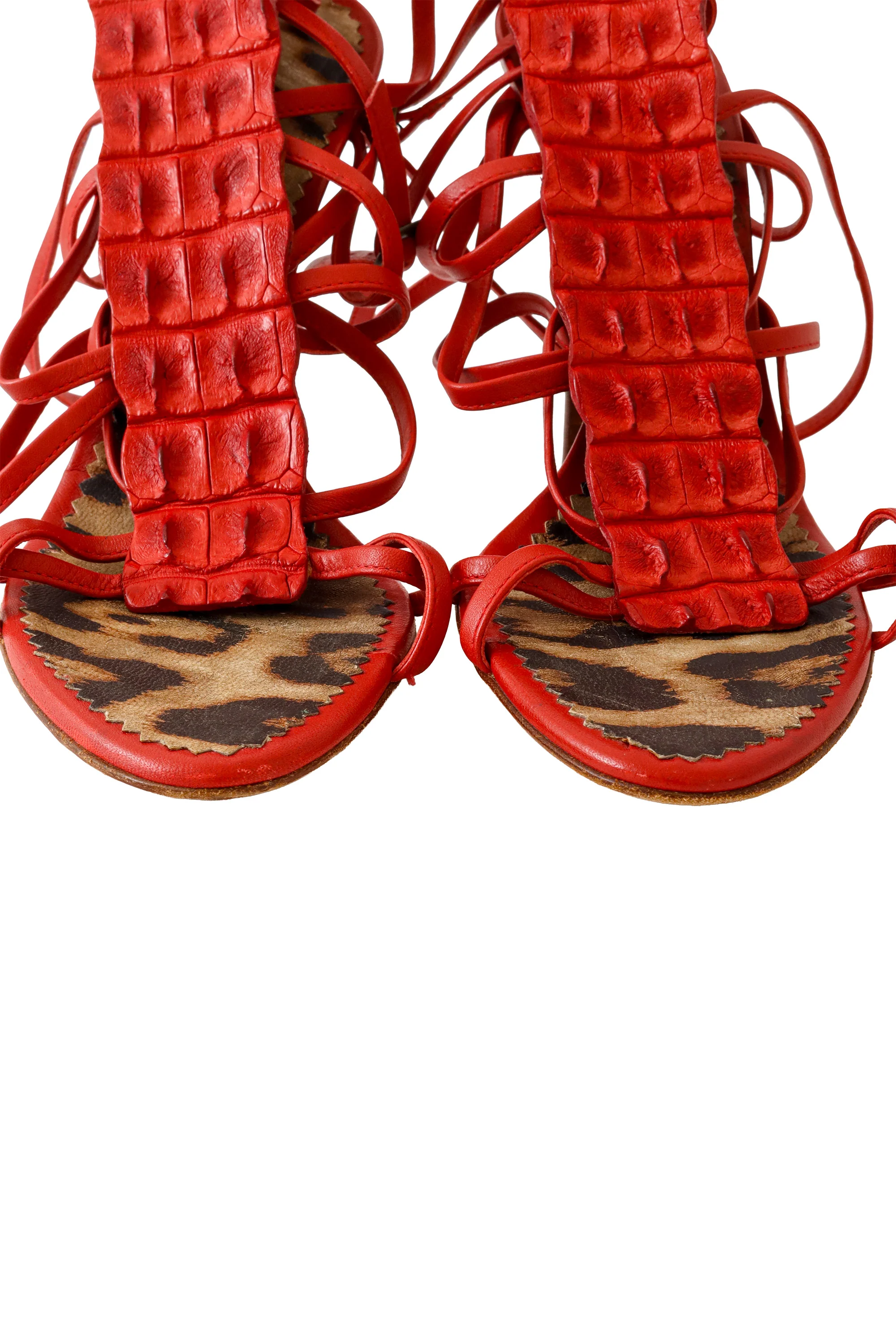 2005 S/S Red Strappy Crocodile Heels - Image 5
