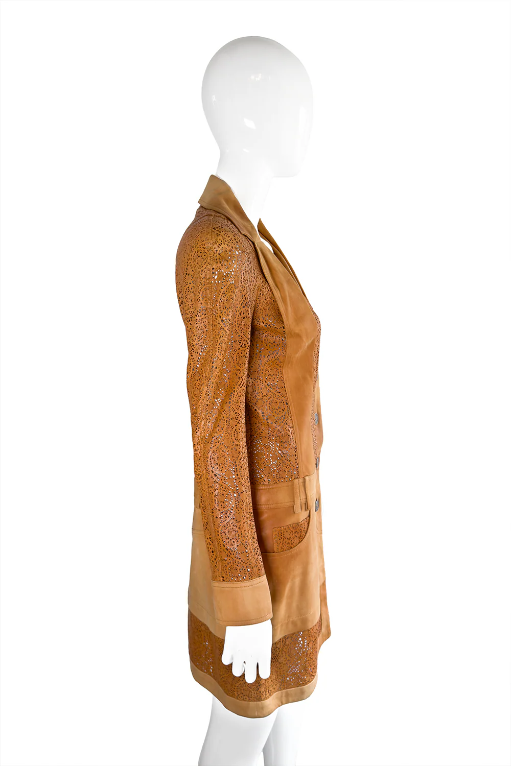2006 S/S Perforated Lace Leather Jacket - Image 2