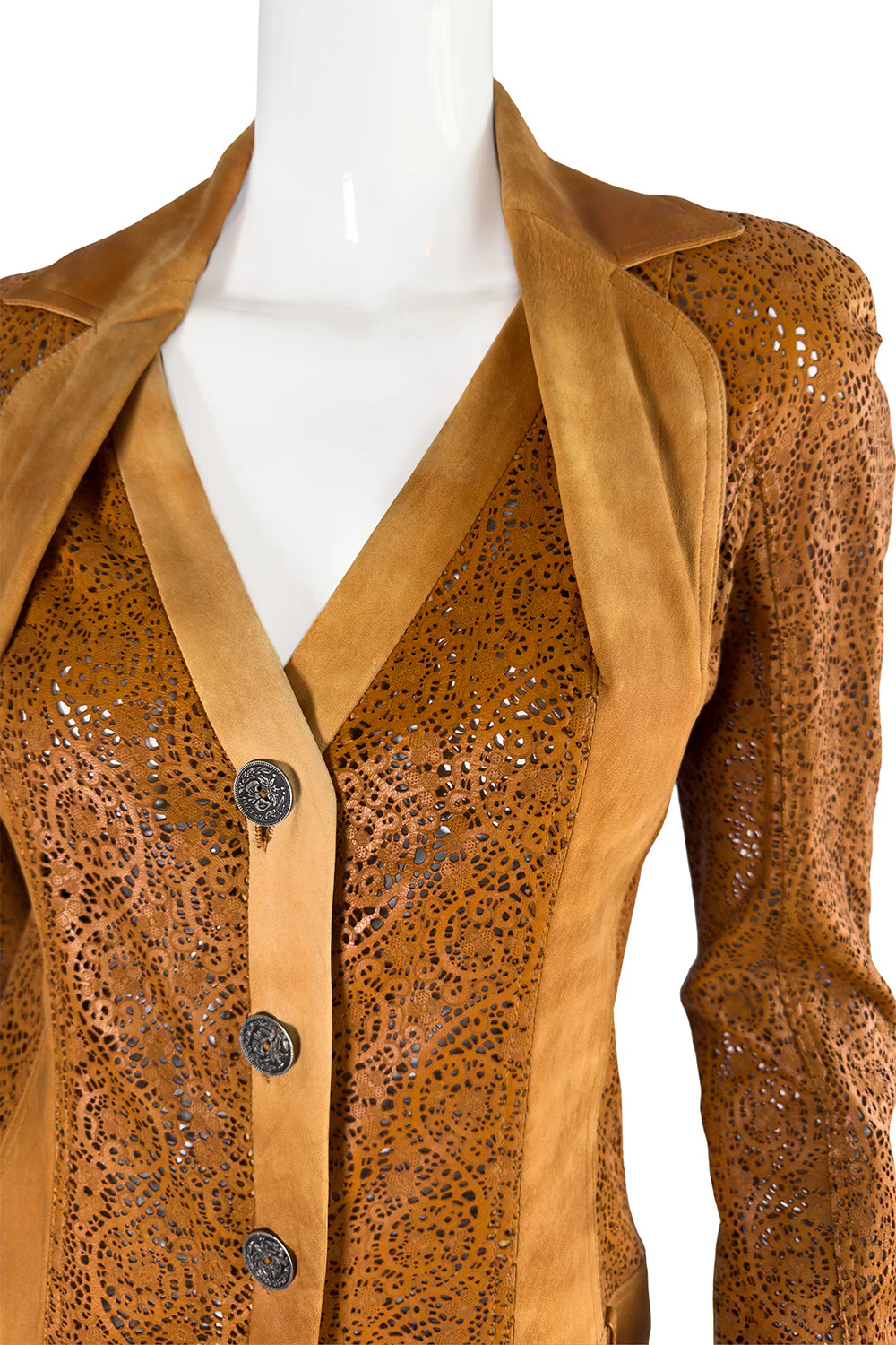 2006 S/S Perforated Lace Leather Jacket - Image 5