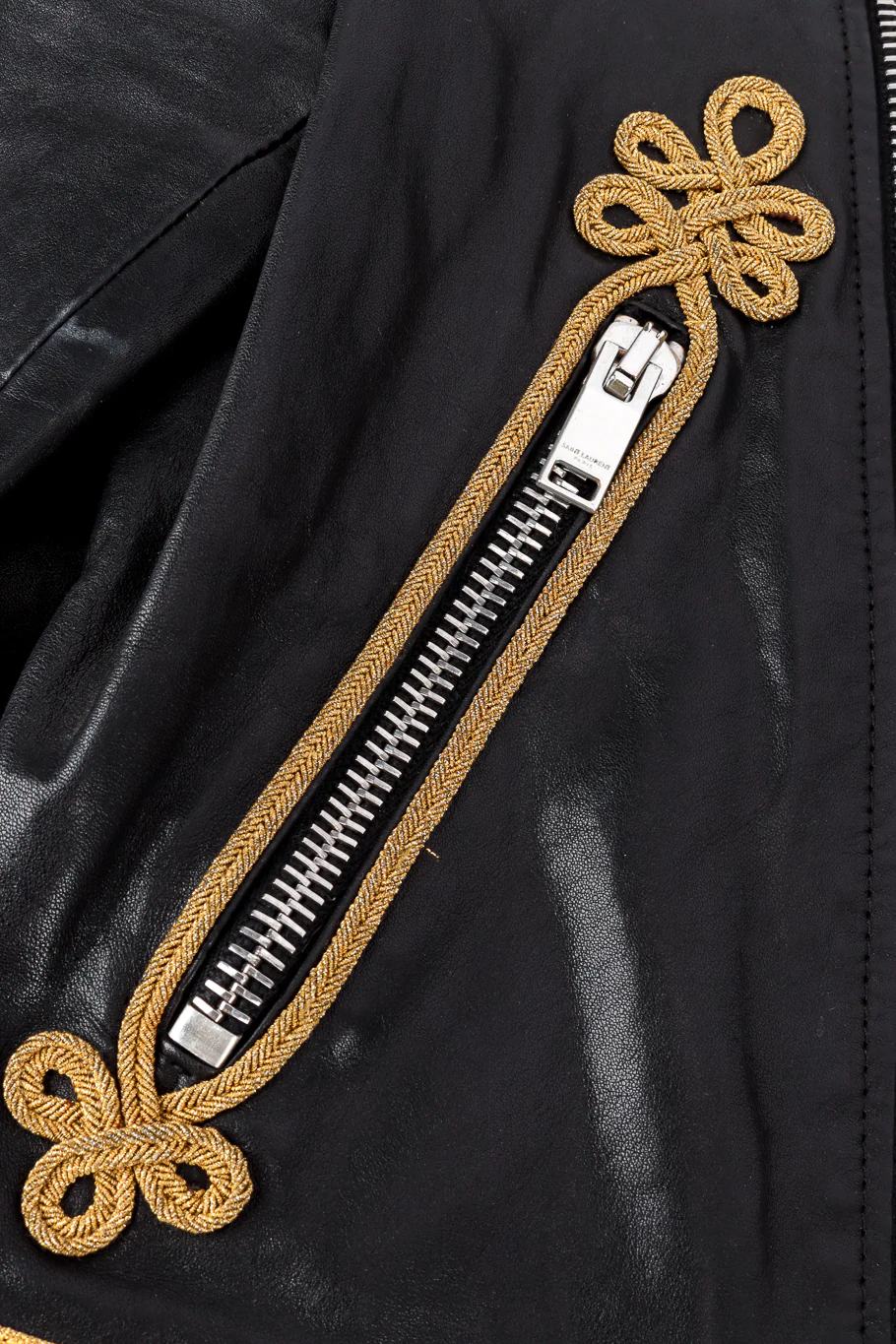 2015 S/S Soutache Trim Leather Jacket - Image 6