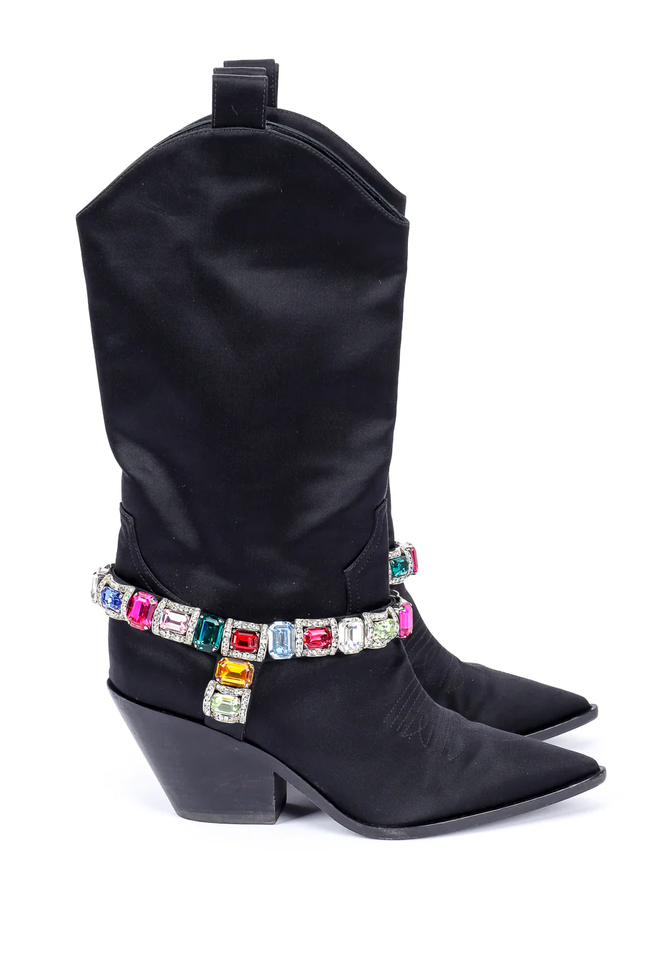 2018 F/W Bejeweled Satin Boots - Image 3