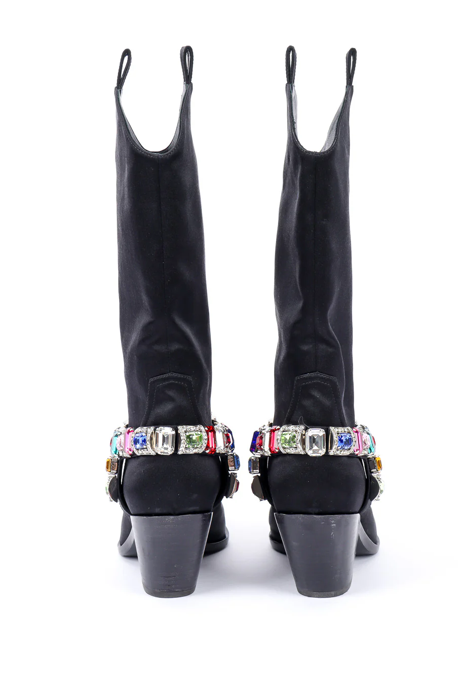 2018 F/W Bejeweled Satin Boots - Image 4
