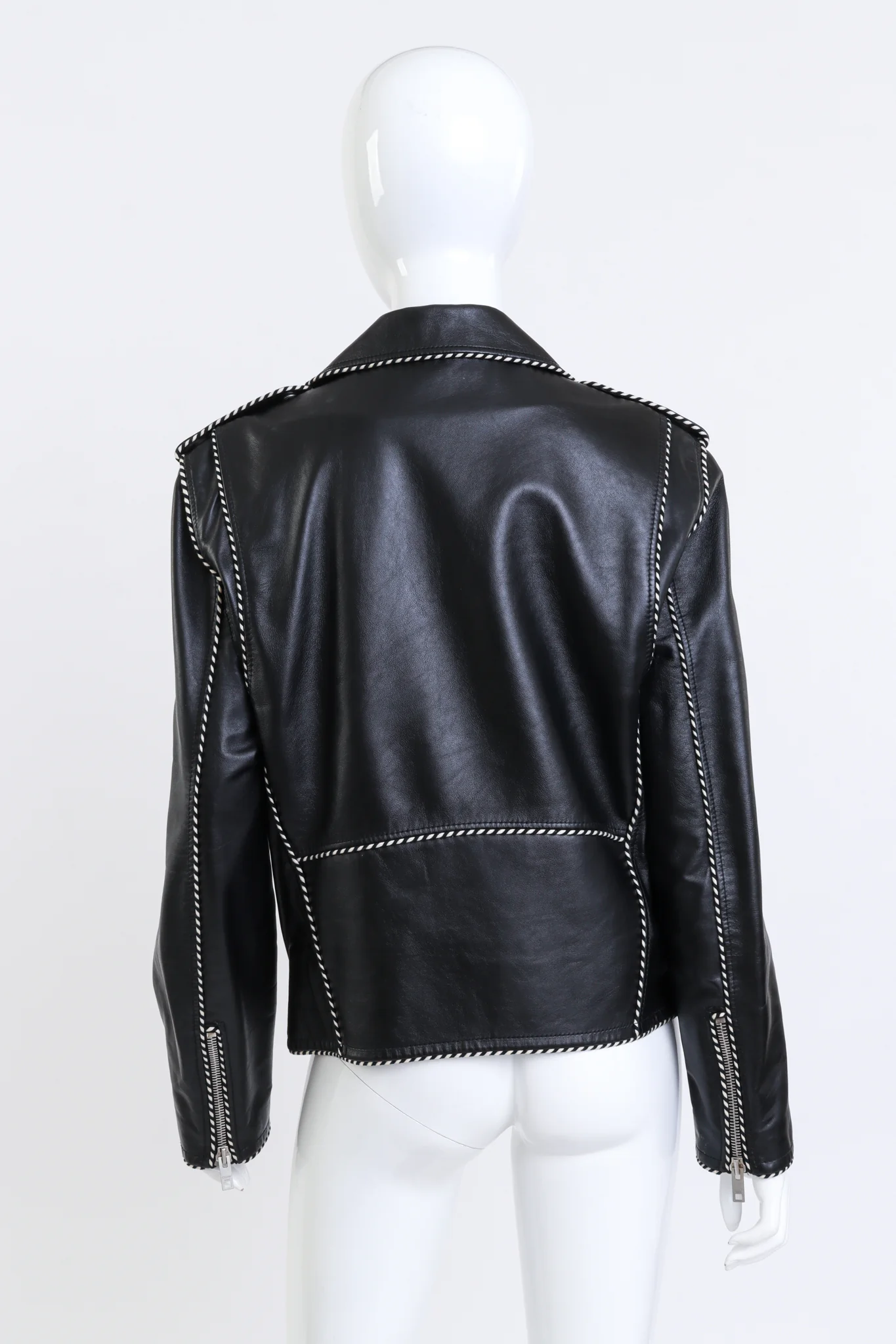 2019 F/W Piped Leather Biker Jacket - Image 3