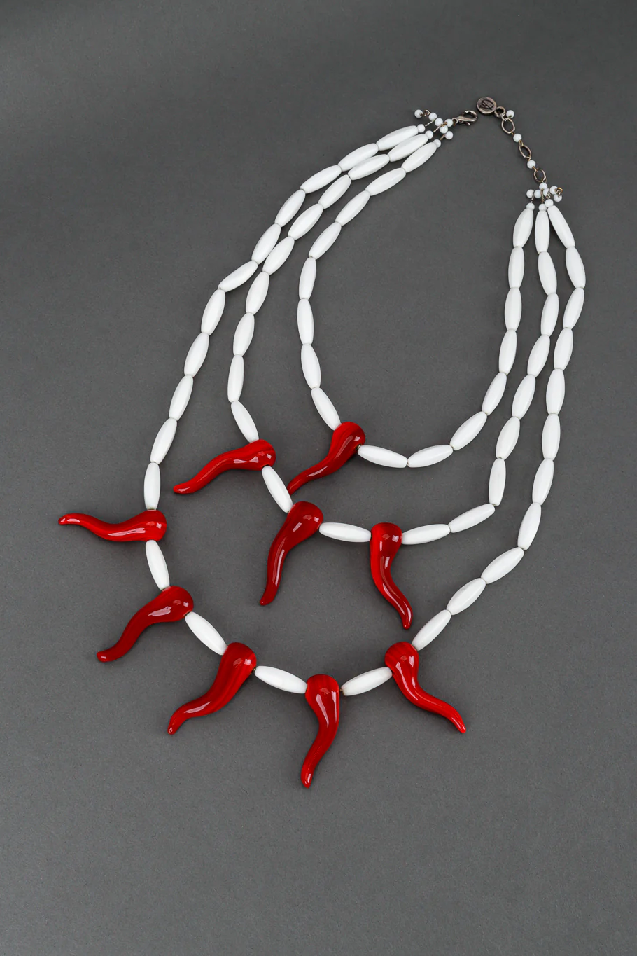 3 Strand Cornicello Charm Necklace - Image 3