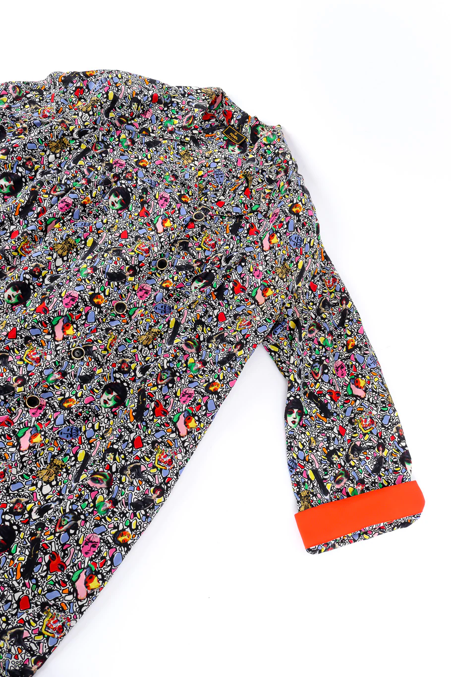 Abstract Face Print Silk Dress - Image 6
