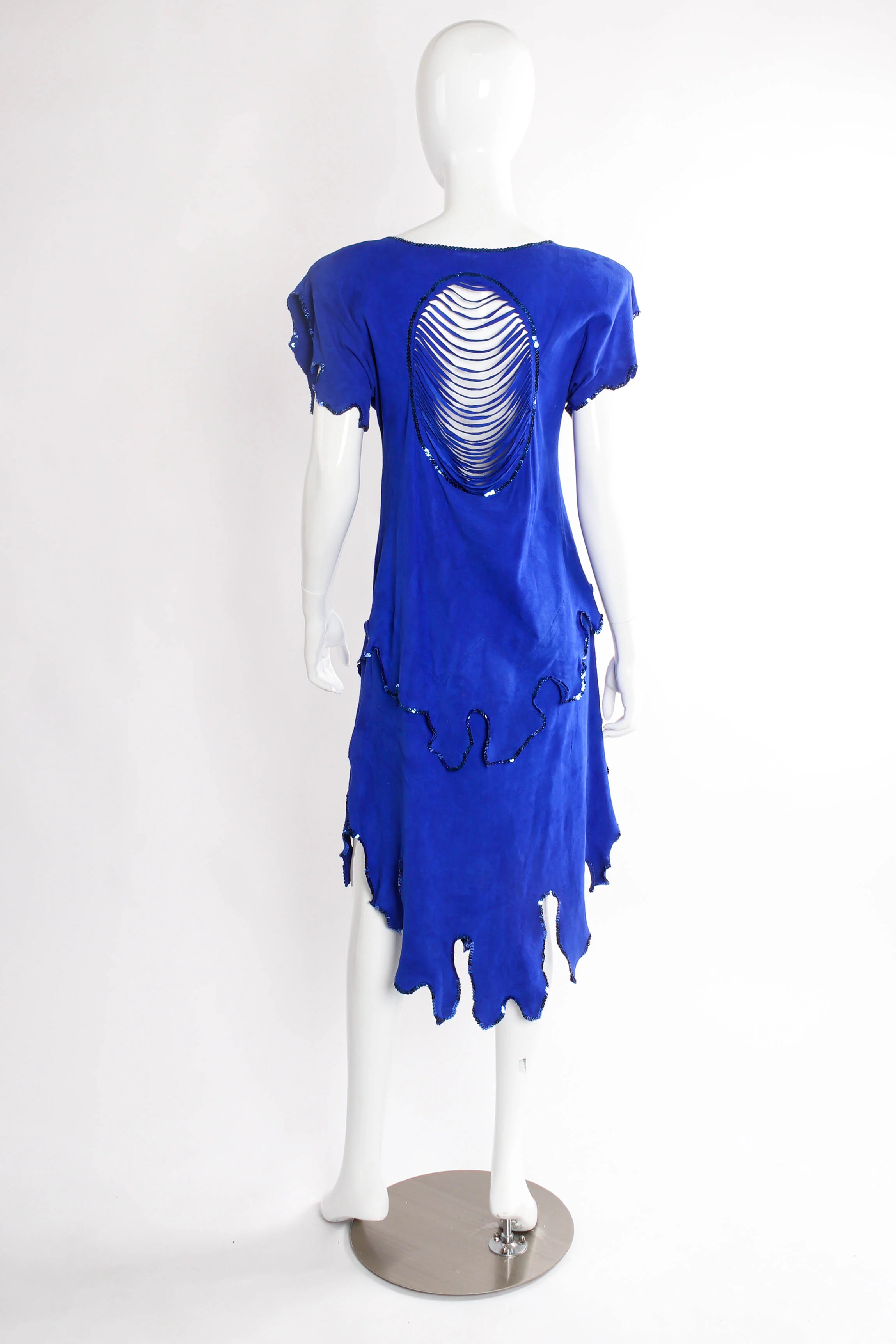 Signed Goddess Print Suede Dress - Image 5
