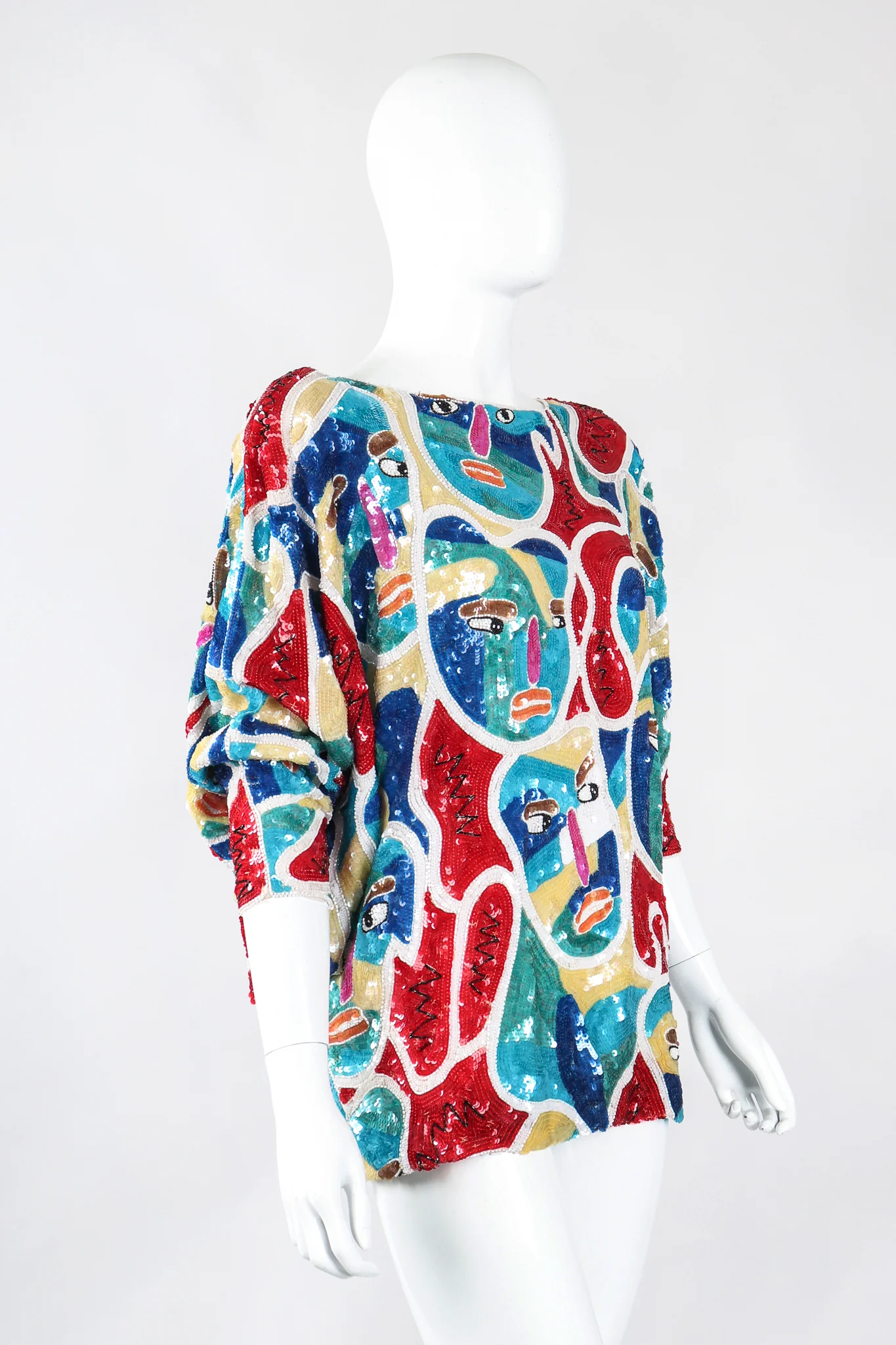 Abstract Faces Dolman Tunic - Image 4
