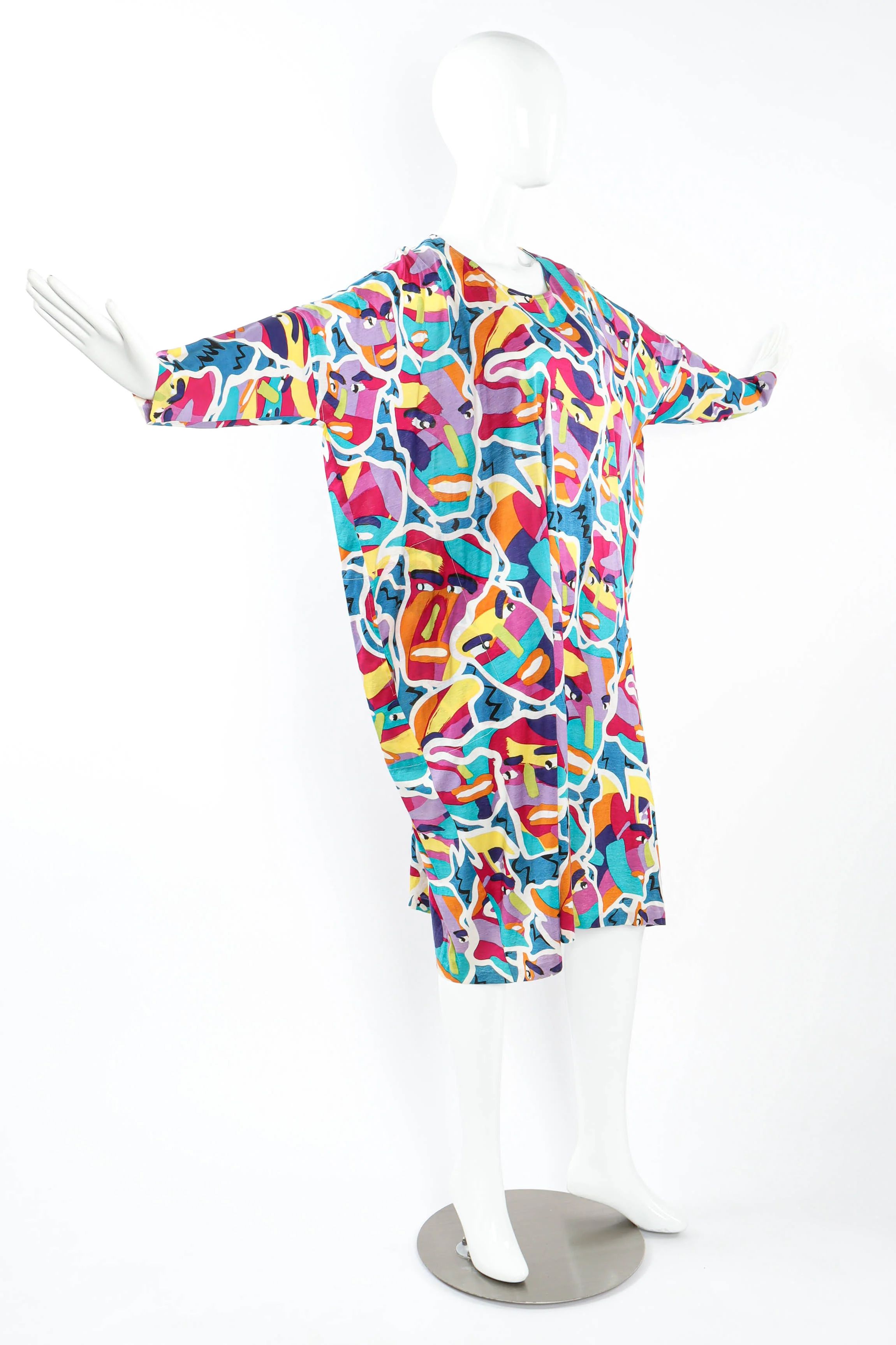 Abstract Face Print Dress - Image 2