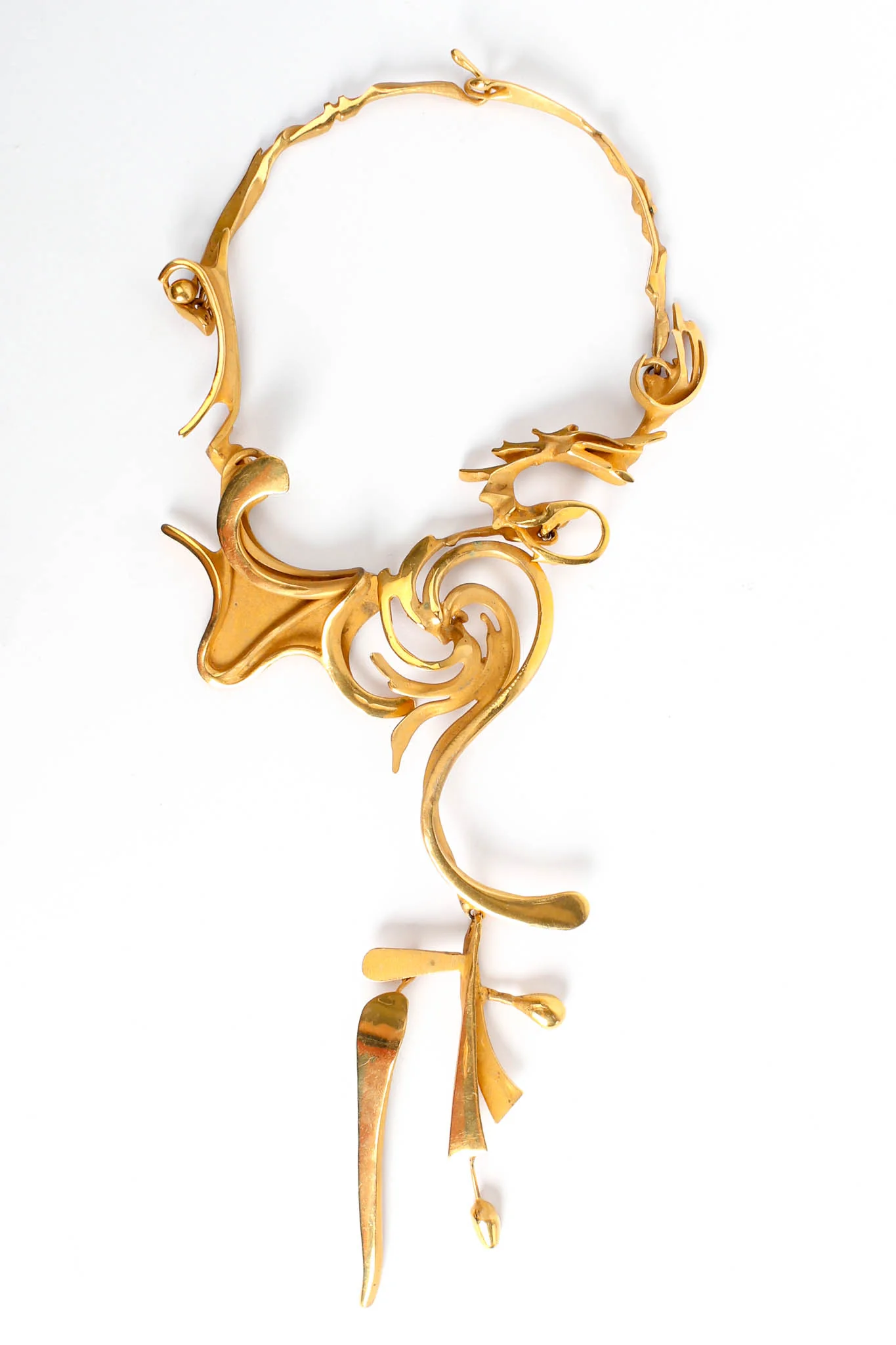1989 Abstract Flame Sculpture Necklace