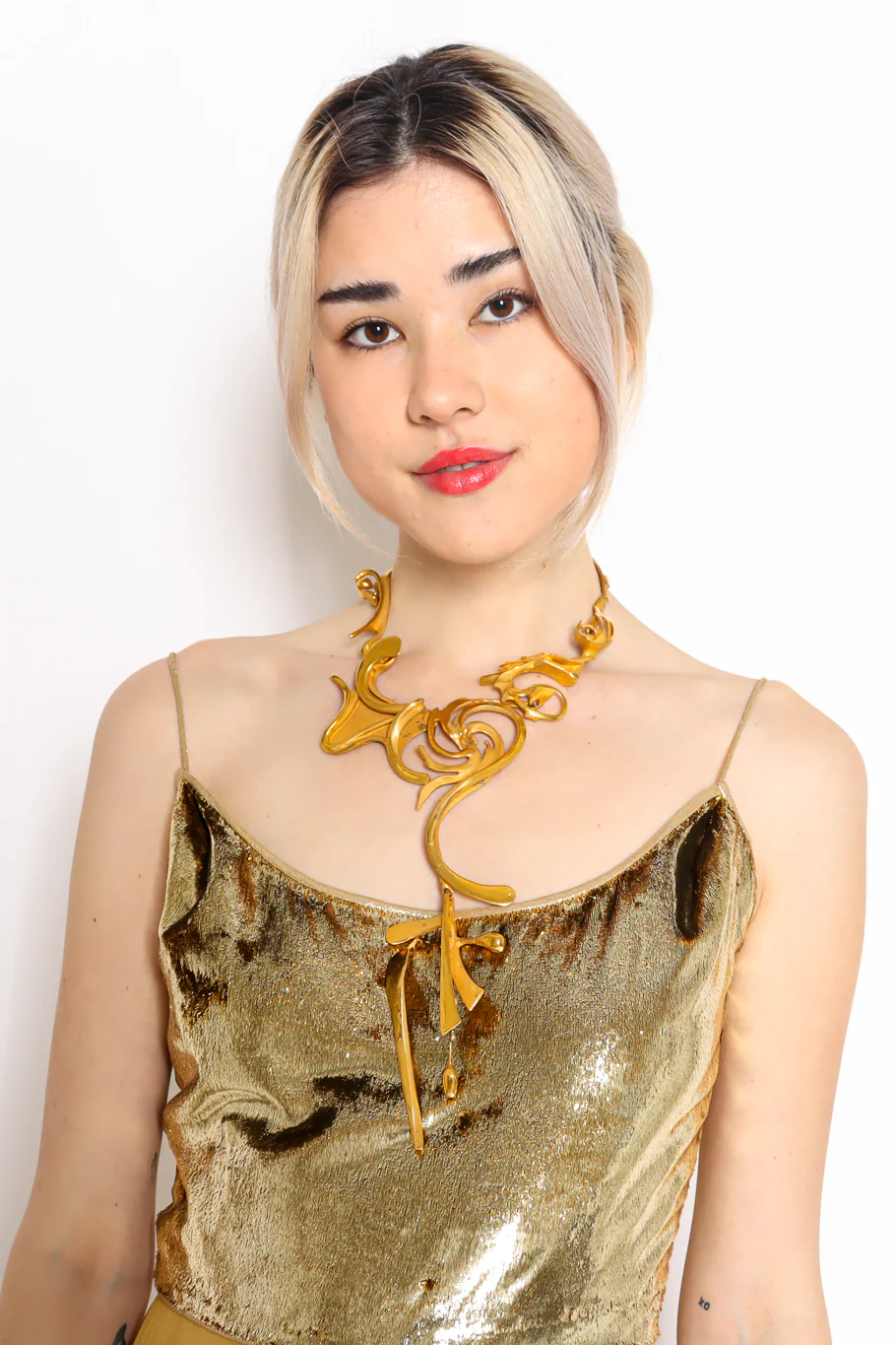 1989 Abstract Flame Sculpture Necklace - Image 2
