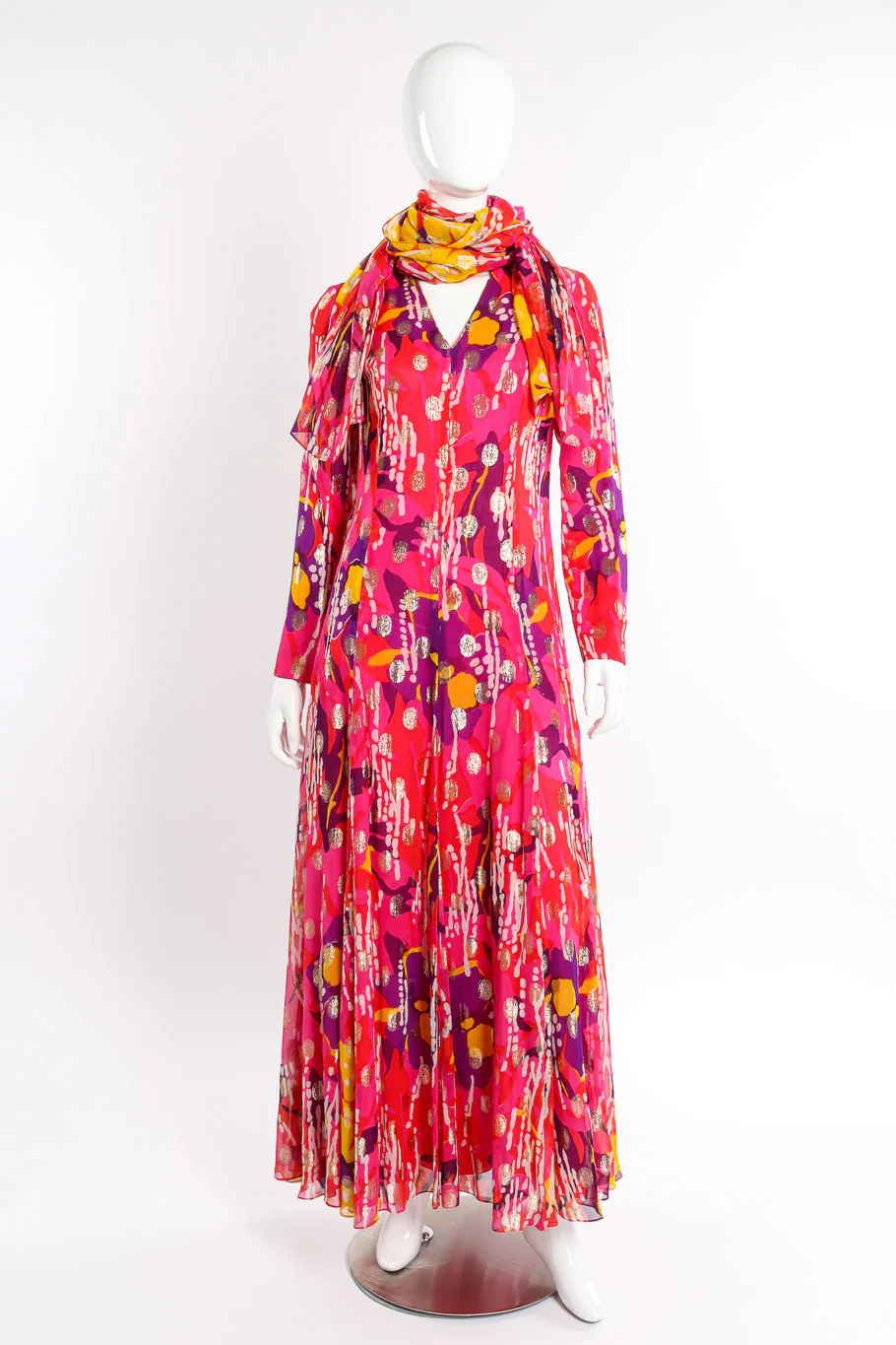 Abstract Floral Print Maxi Dress - Image 7