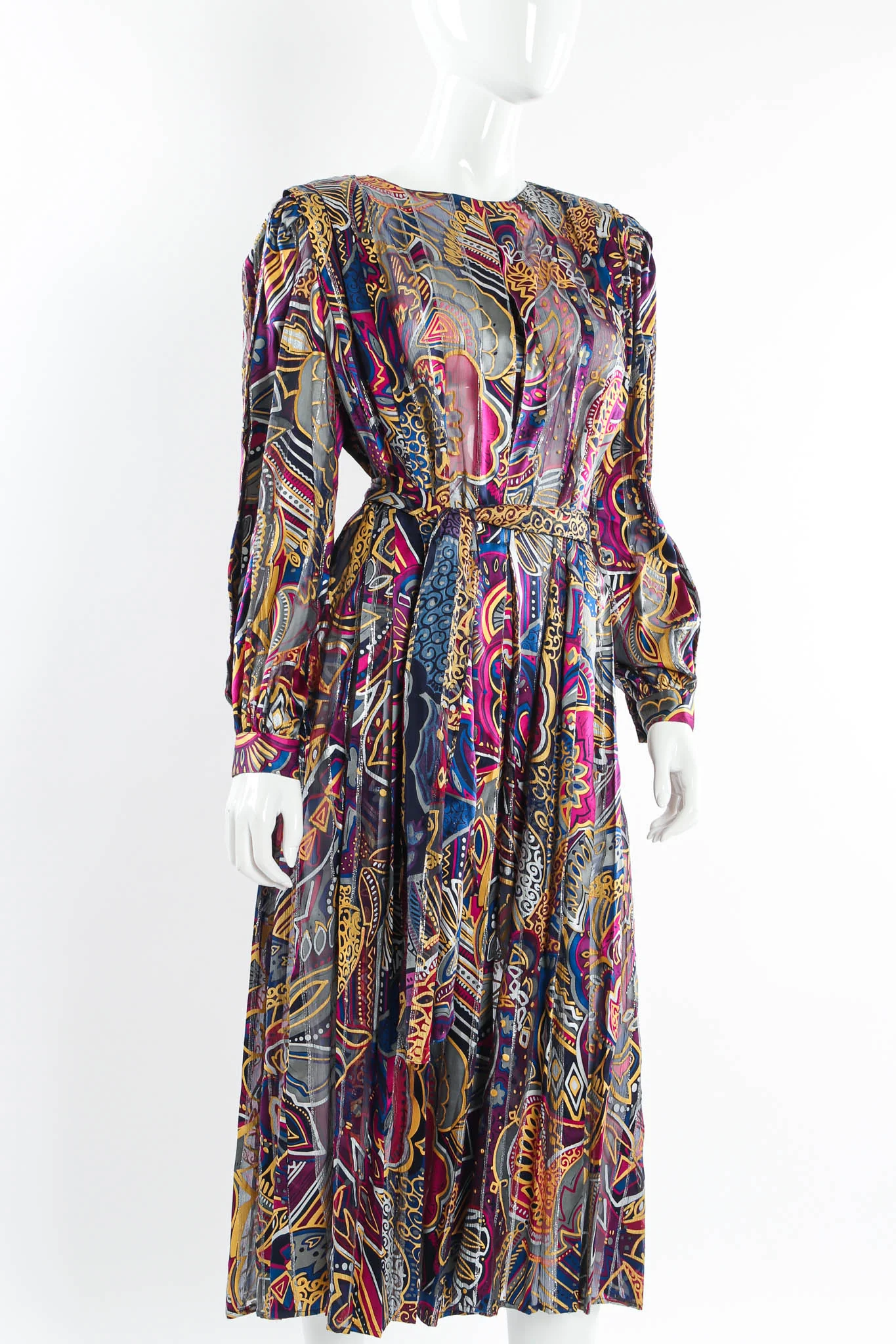 Silk Abstract Geo Floral Dress - Image 2