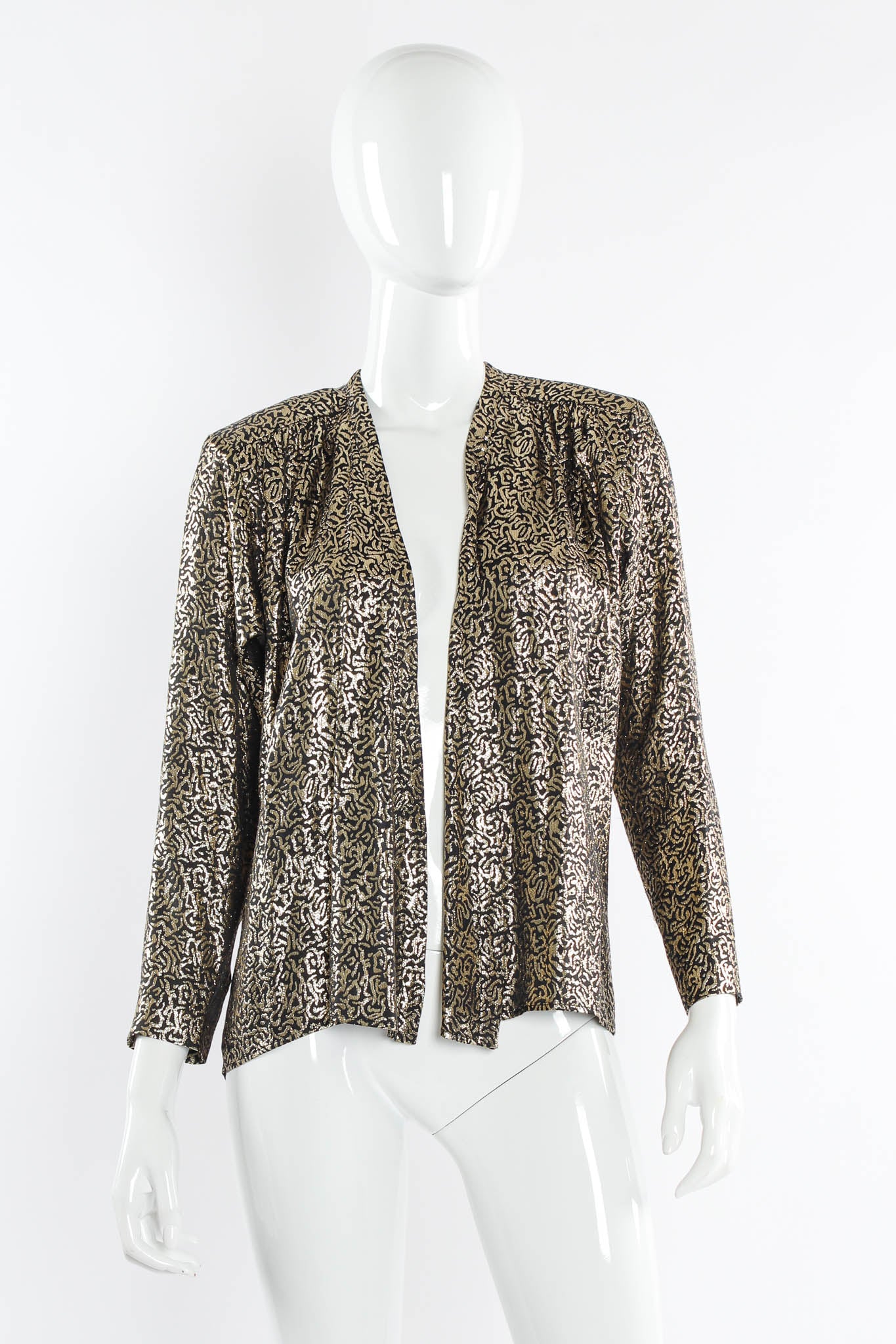 Abstract Lamé Open Wrap Blouse