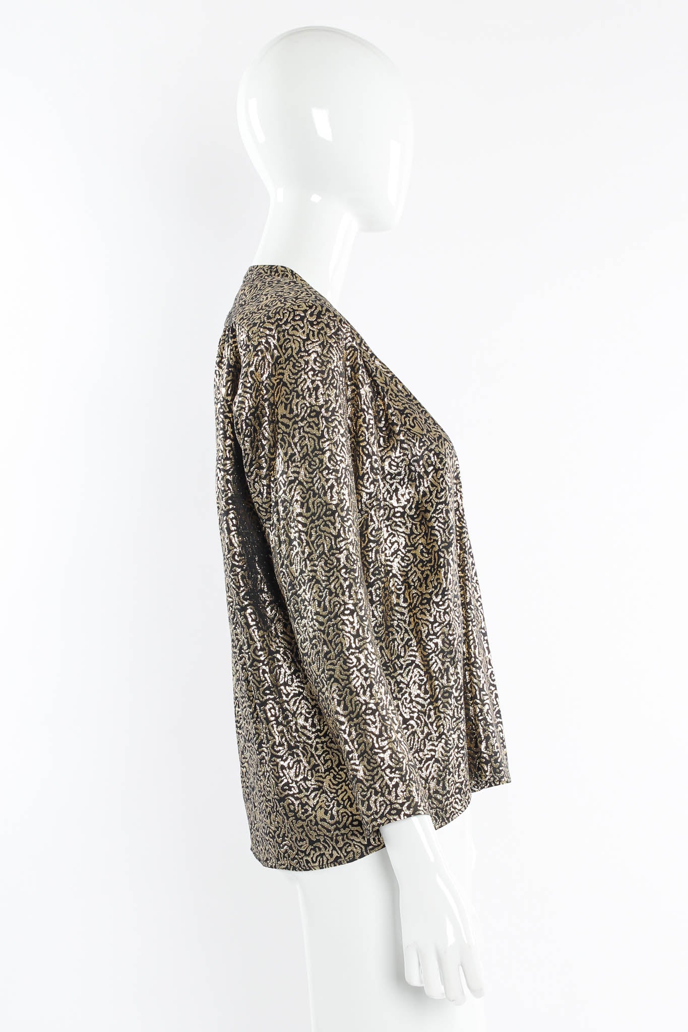 Abstract Lamé Open Wrap Blouse - Image 3
