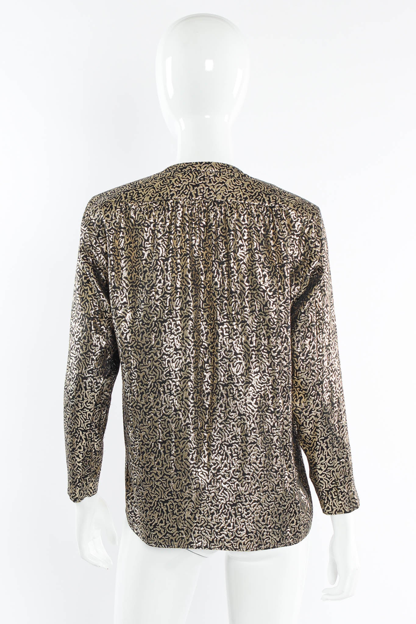 Abstract Lamé Open Wrap Blouse - Image 4
