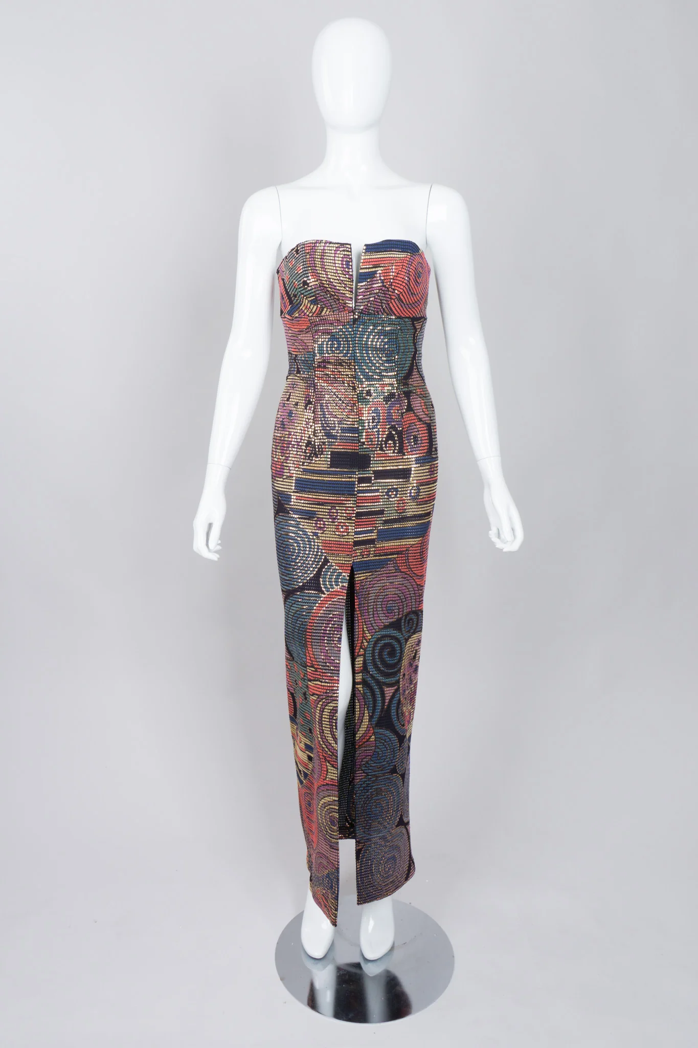 Abstract Mosaic Strapless Column Gown - Image 2