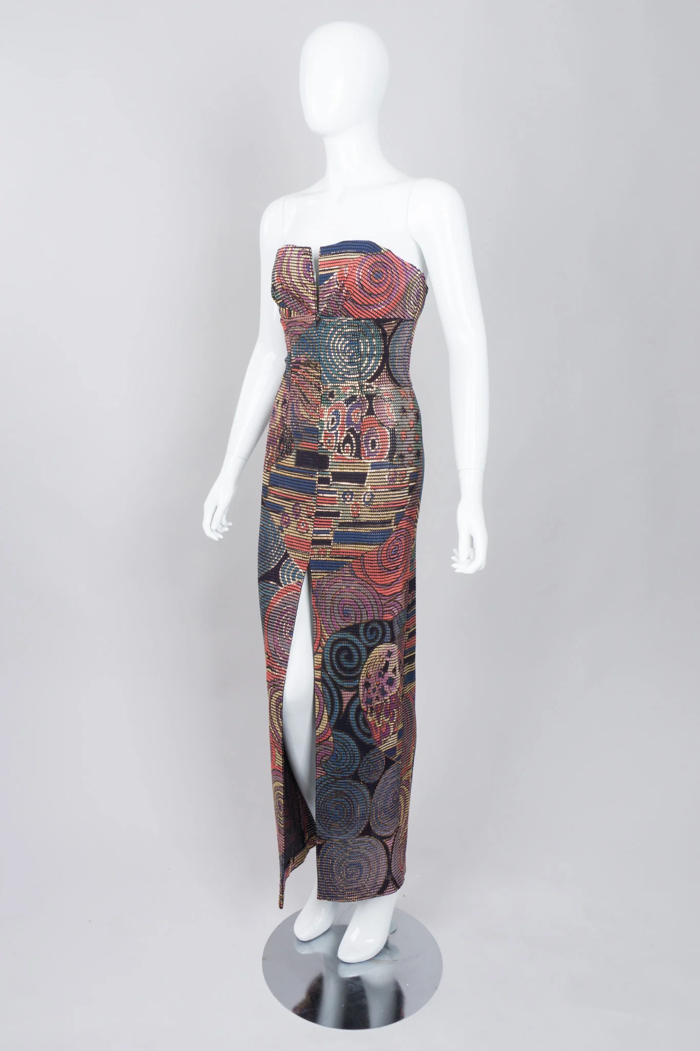 Abstract Mosaic Strapless Column Gown - Image 3
