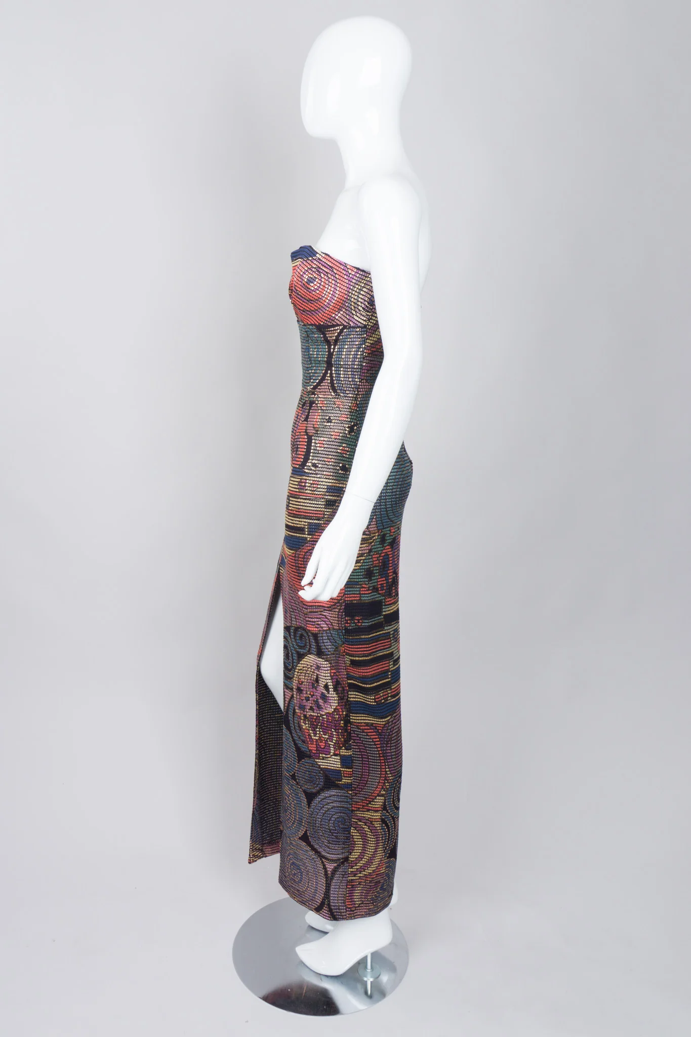 Abstract Mosaic Strapless Column Gown - Image 4